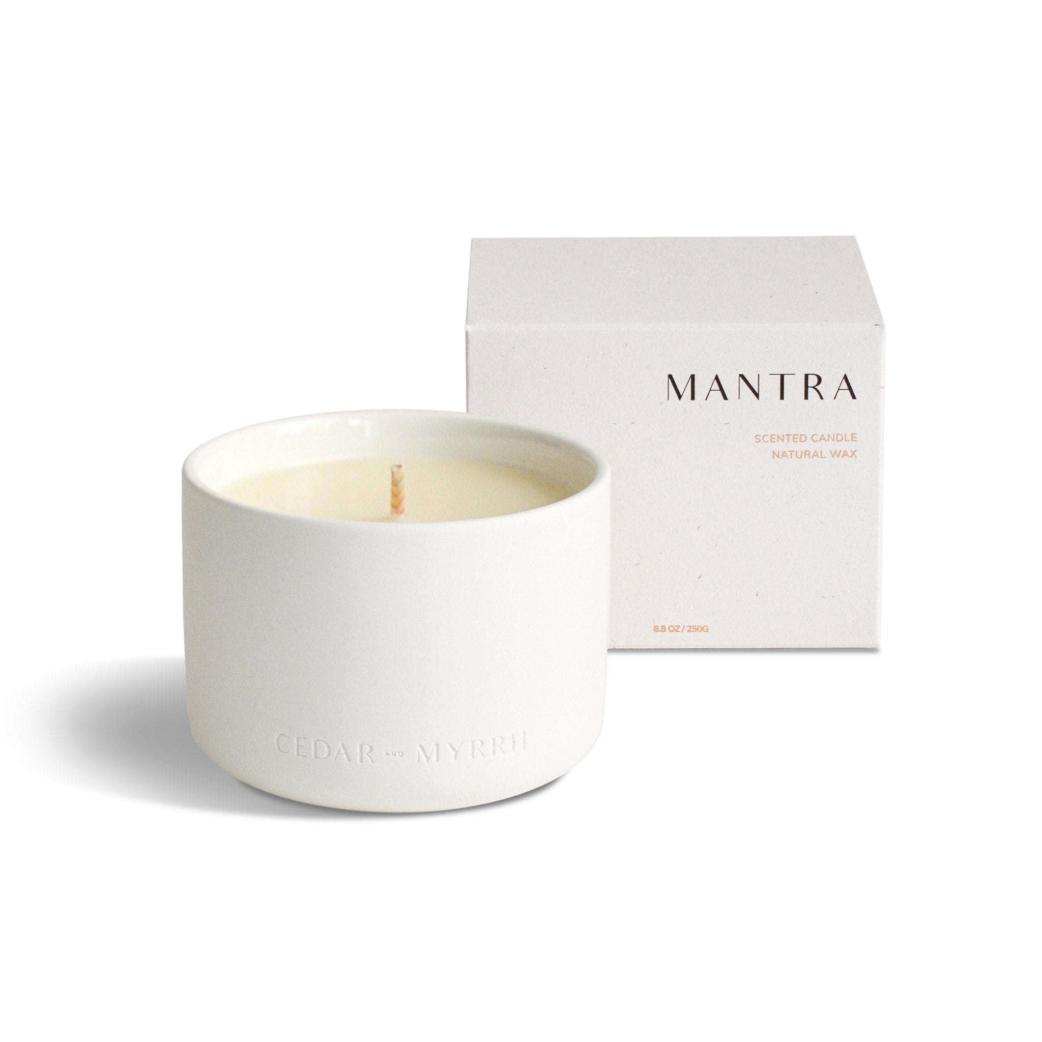 CEDAR AND MYRRH Mantra Wellness Candle