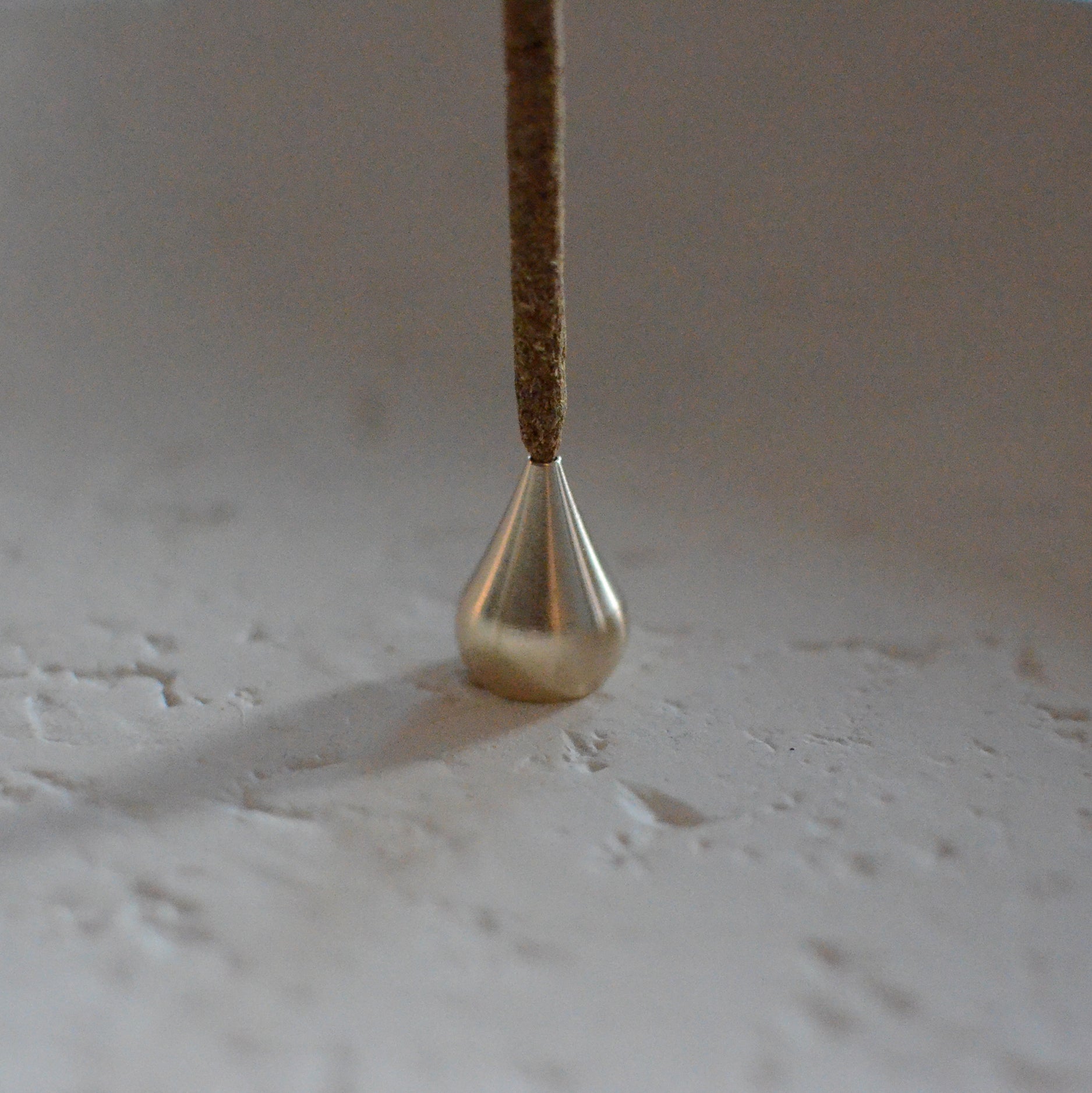 CEDAR AND MYRRH Tall Waterdrop Brass Incense Holder