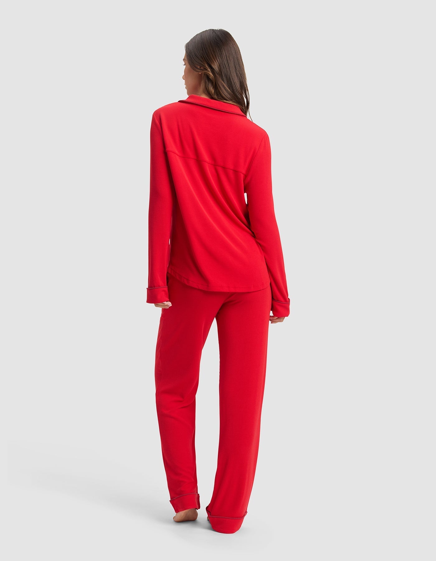 Cozy Earth Women's Bamboo Rib - Knit Classic Long Sleeve Pajama Set