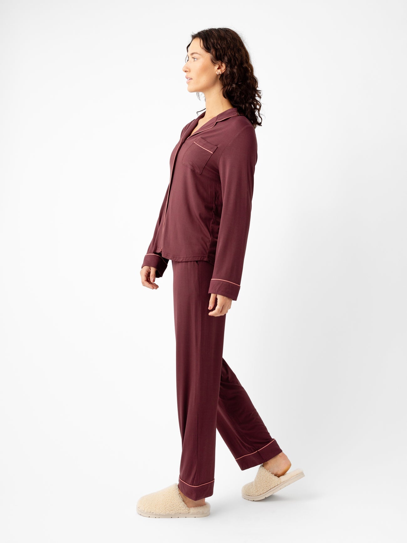 Cozy Earth Women's Bamboo Stretch - Knit Long Sleeve Pajama Set