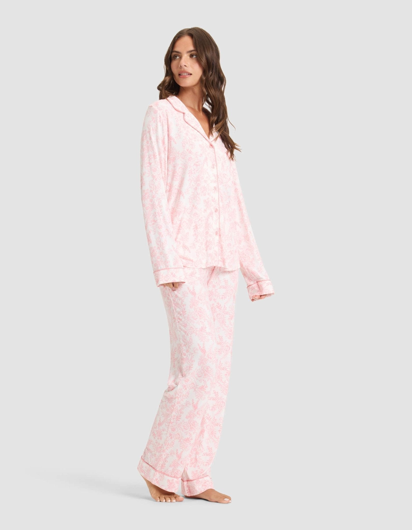 Cozy Earth Women's Bamboo Stretch - Knit Long Sleeve Pajama Set