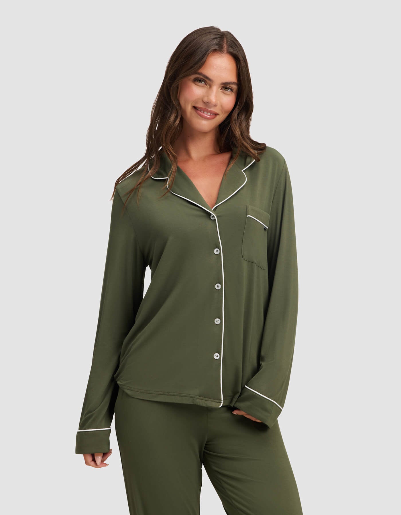 Cozy Earth Women's Bamboo Stretch - Knit Long Sleeve Pajama Set