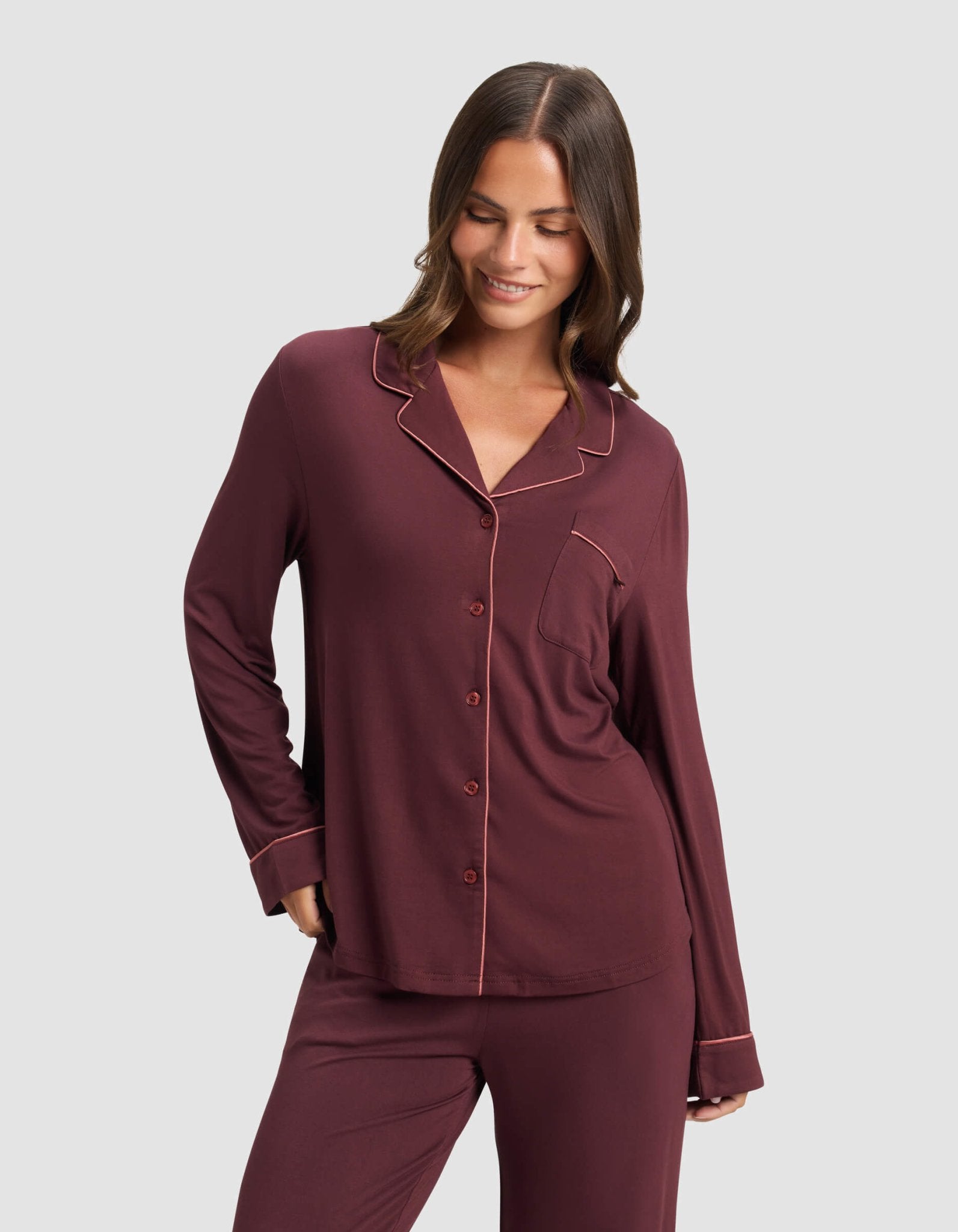 Cozy Earth Women's Bamboo Stretch - Knit Long Sleeve Pajama Set