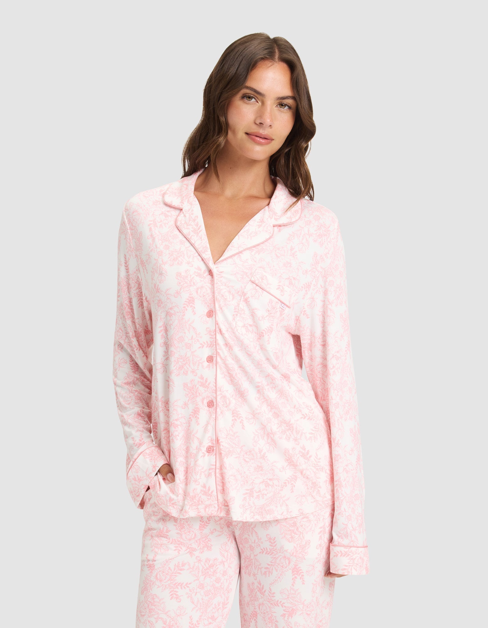Cozy Earth Women's Bamboo Stretch - Knit Long Sleeve Pajama Set