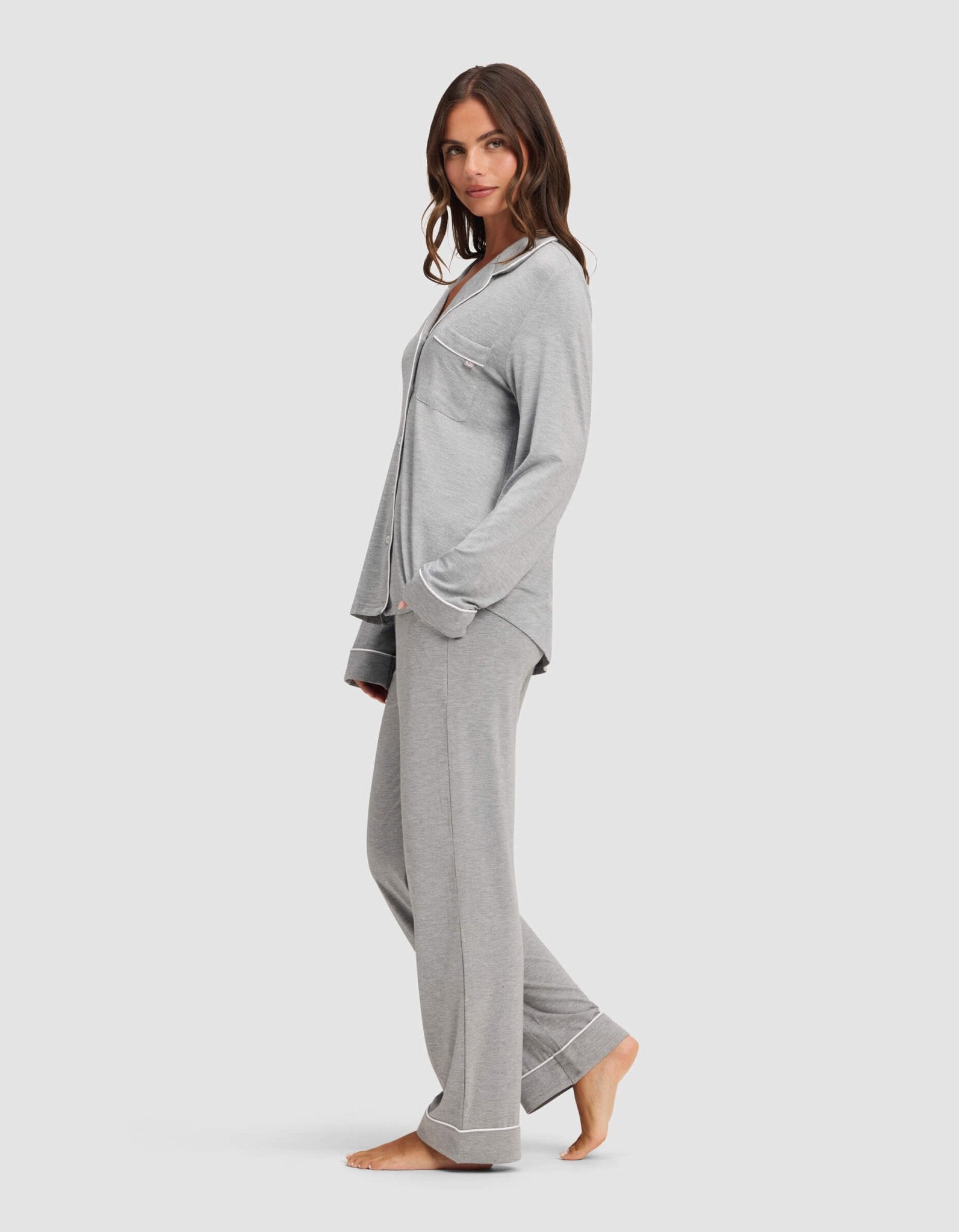 Cozy Earth Women's Bamboo Stretch - Knit Long Sleeve Pajama Set