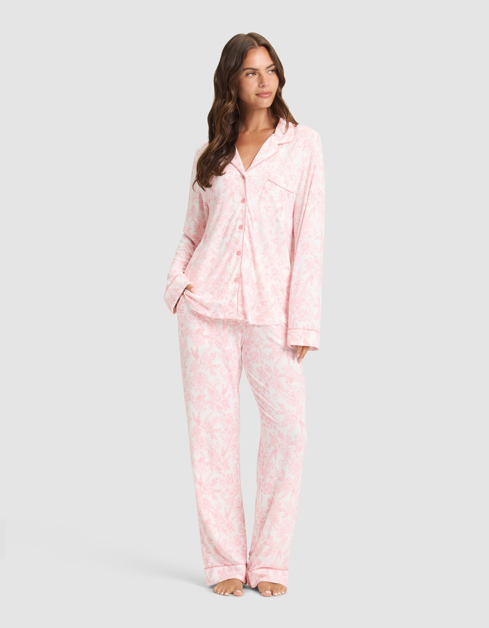 Cozy Earth Women's Bamboo Stretch - Knit Long Sleeve Pajama Set
