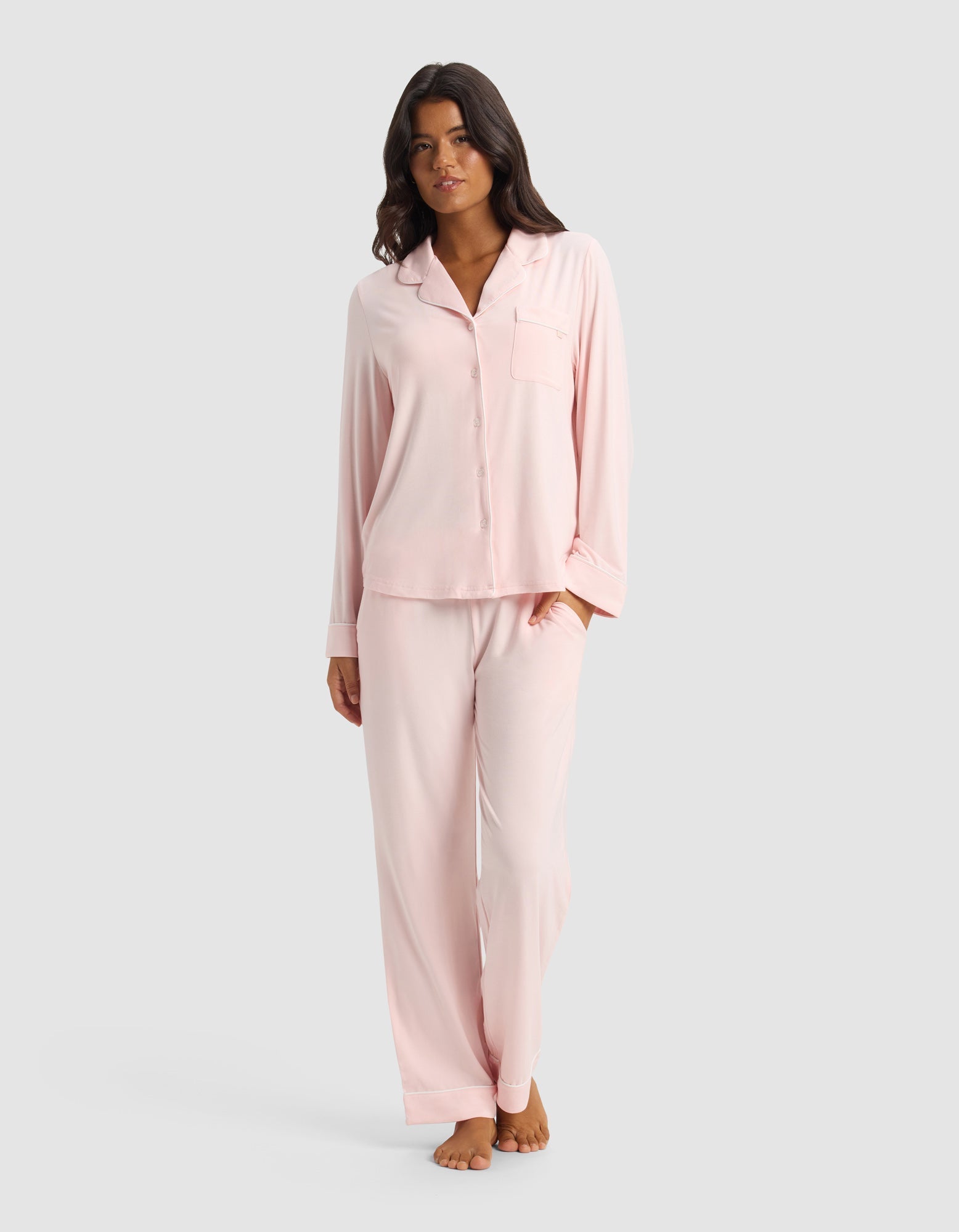 Cozy Earth Women's Bamboo Stretch - Knit Long Sleeve Pajama Set