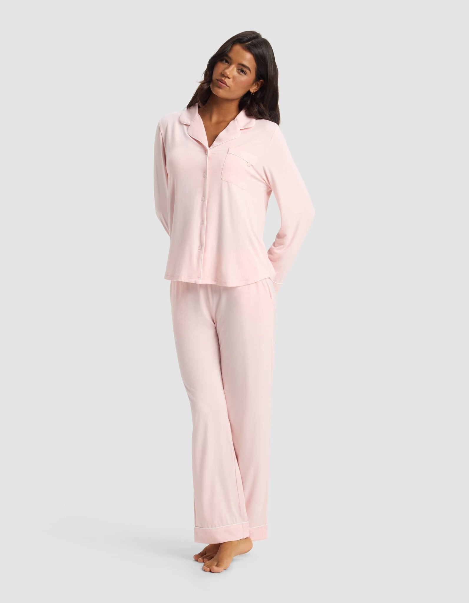 Cozy Earth Women's Bamboo Stretch - Knit Long Sleeve Pajama Set