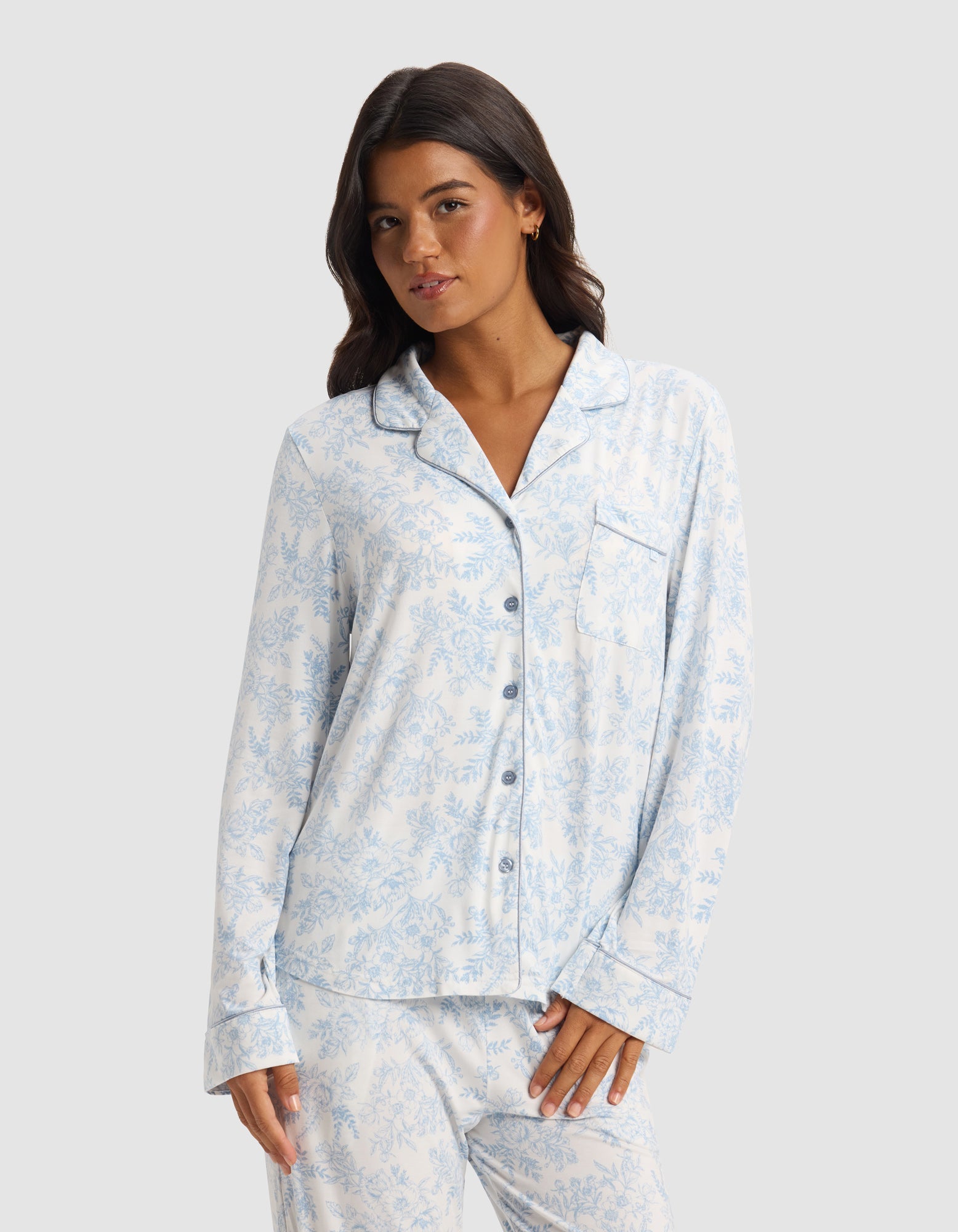 Cozy Earth Women's Bamboo Stretch - Knit Long Sleeve Pajama Set