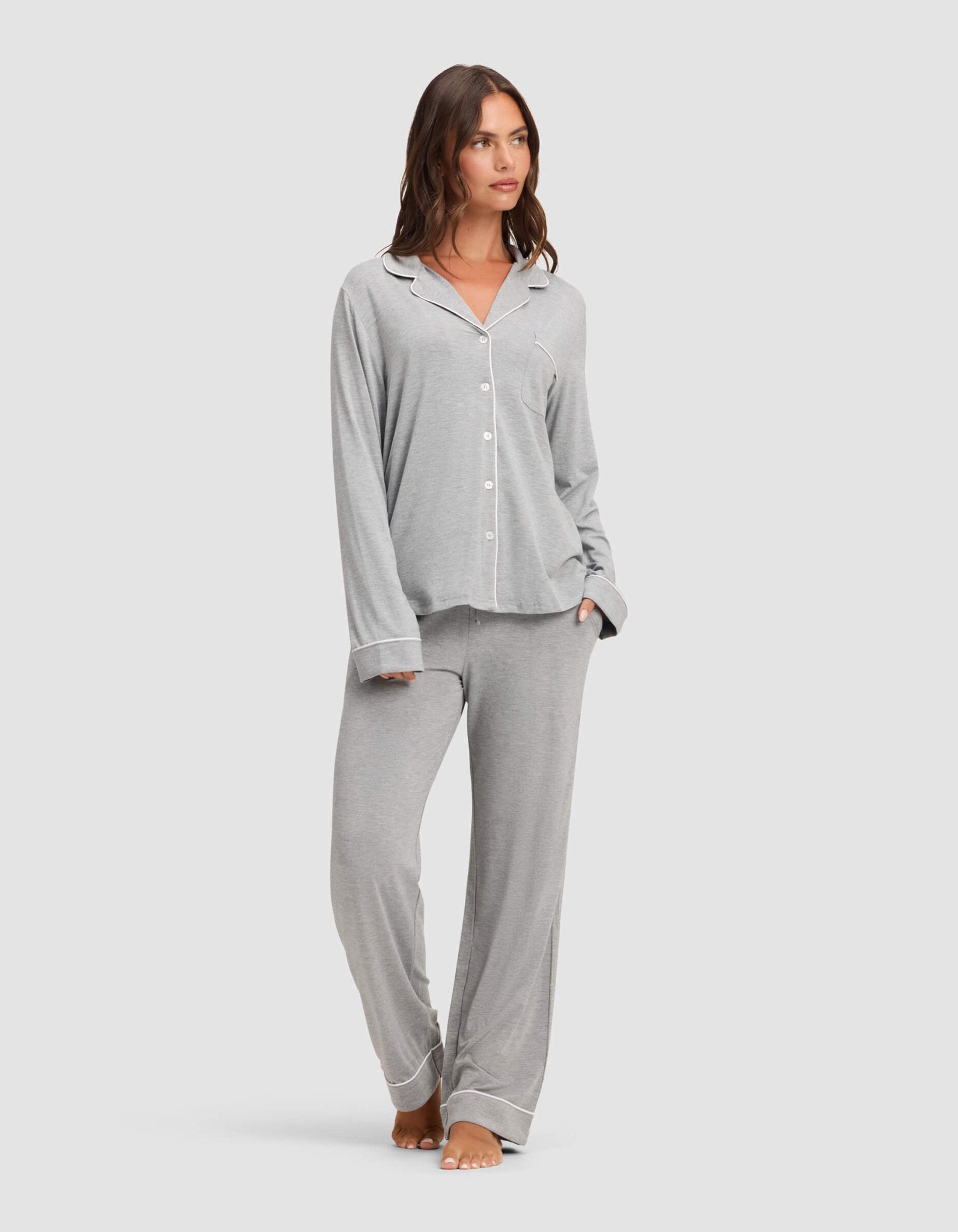 Cozy Earth Women's Bamboo Stretch - Knit Long Sleeve Pajama Set