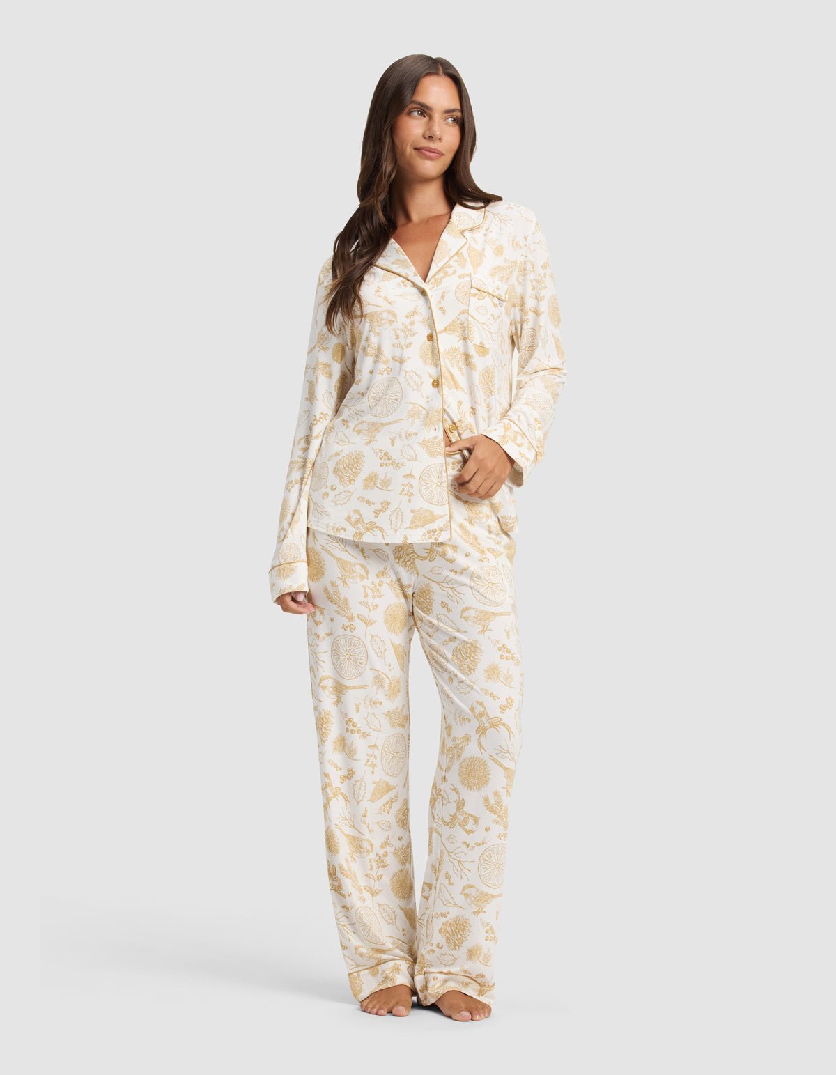 Cozy Earth Women's Bamboo Stretch - Knit Long Sleeve Pajama Set