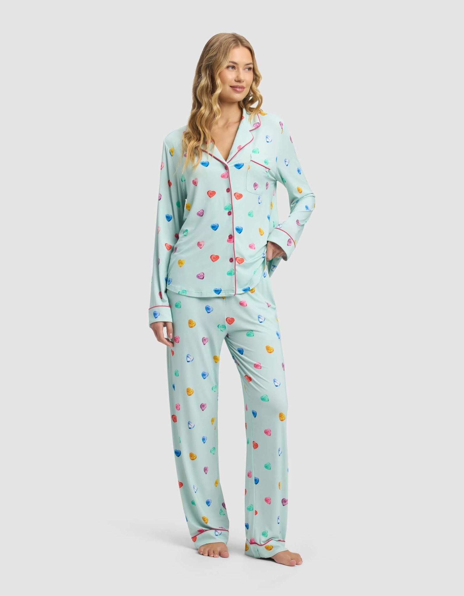 Cozy Earth Women's Bamboo Stretch - Knit Long Sleeve Pajama Set