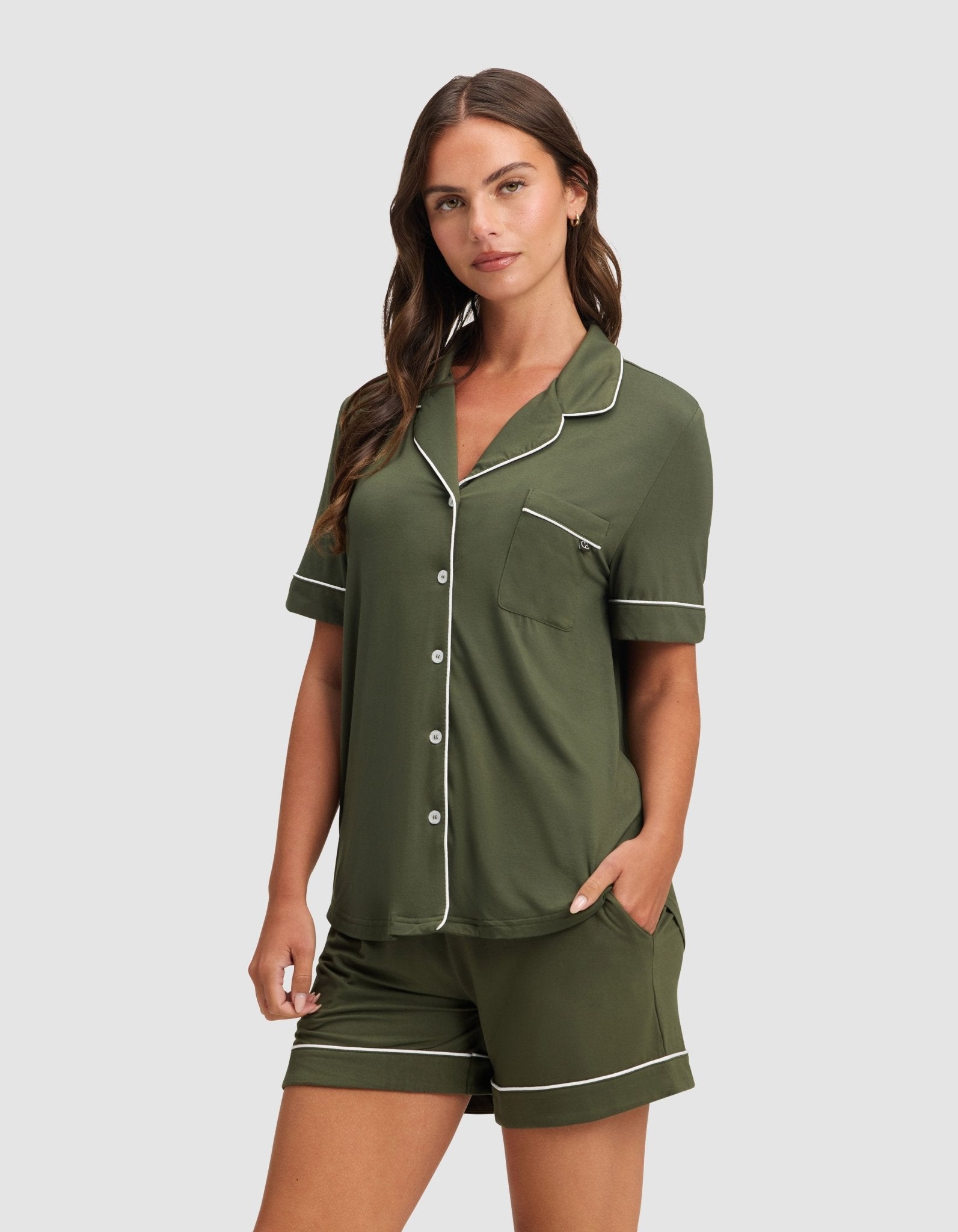 Cozy Earth Women's Bamboo Stretch - Knit Short Sleeve Pajama Set