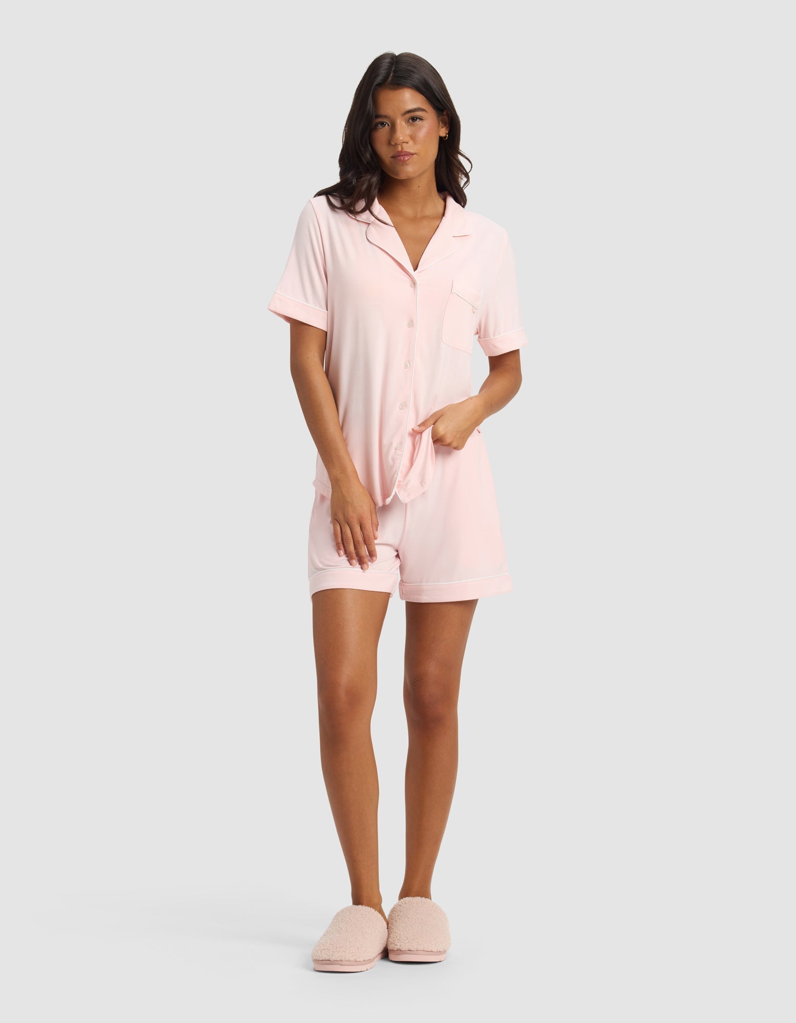 Cozy Earth Women's Bamboo Stretch - Knit Short Sleeve Pajama Set
