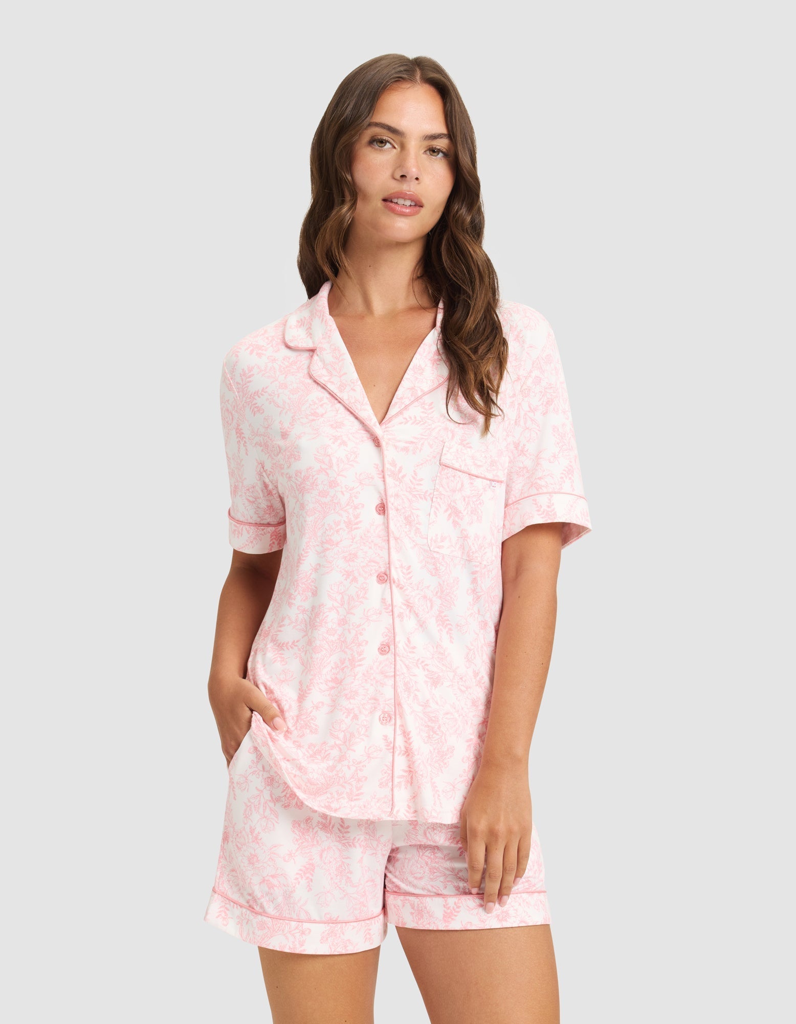 Cozy Earth Women's Bamboo Stretch - Knit Short Sleeve Pajama Set