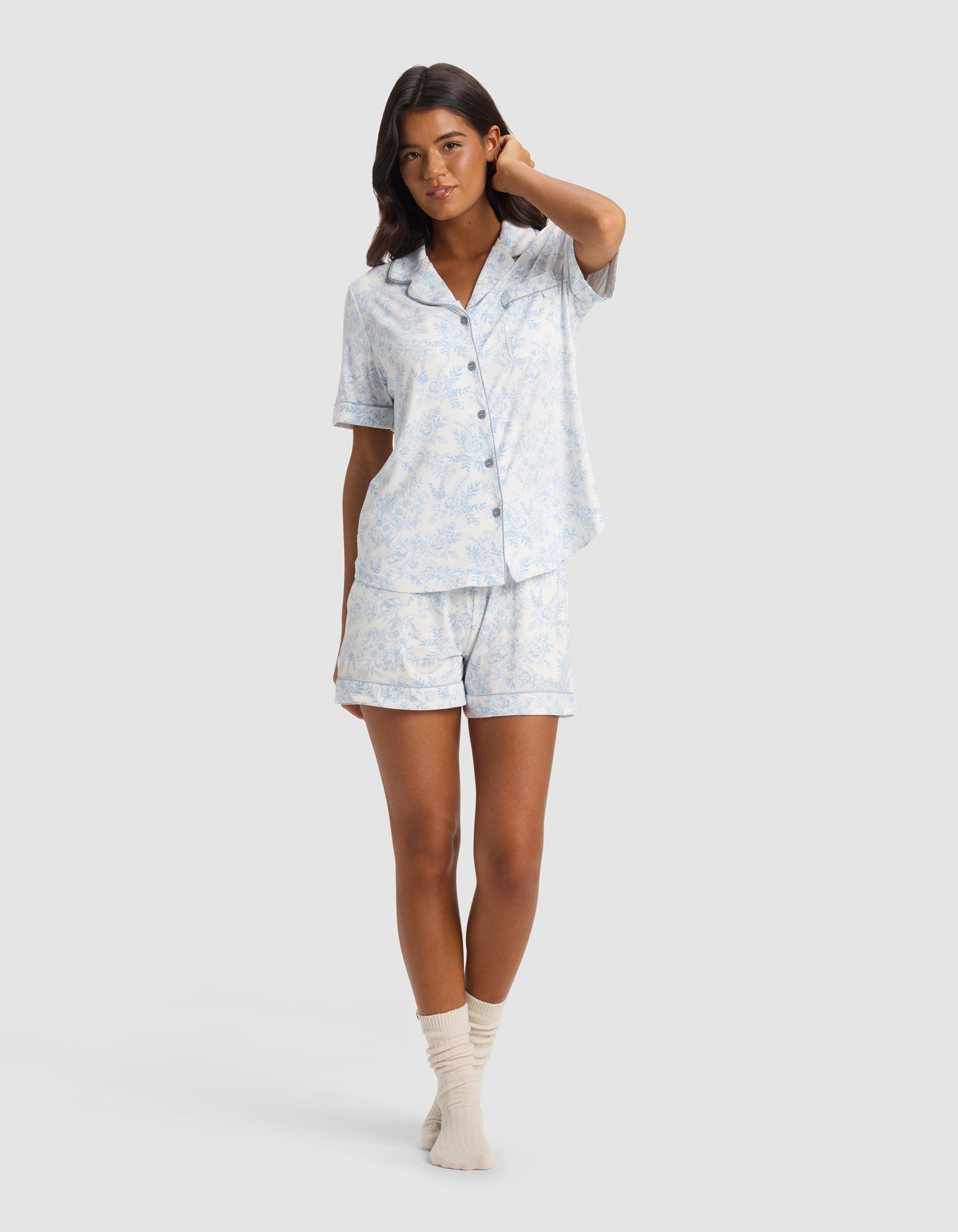 Cozy Earth Women's Bamboo Stretch - Knit Short Sleeve Pajama Set