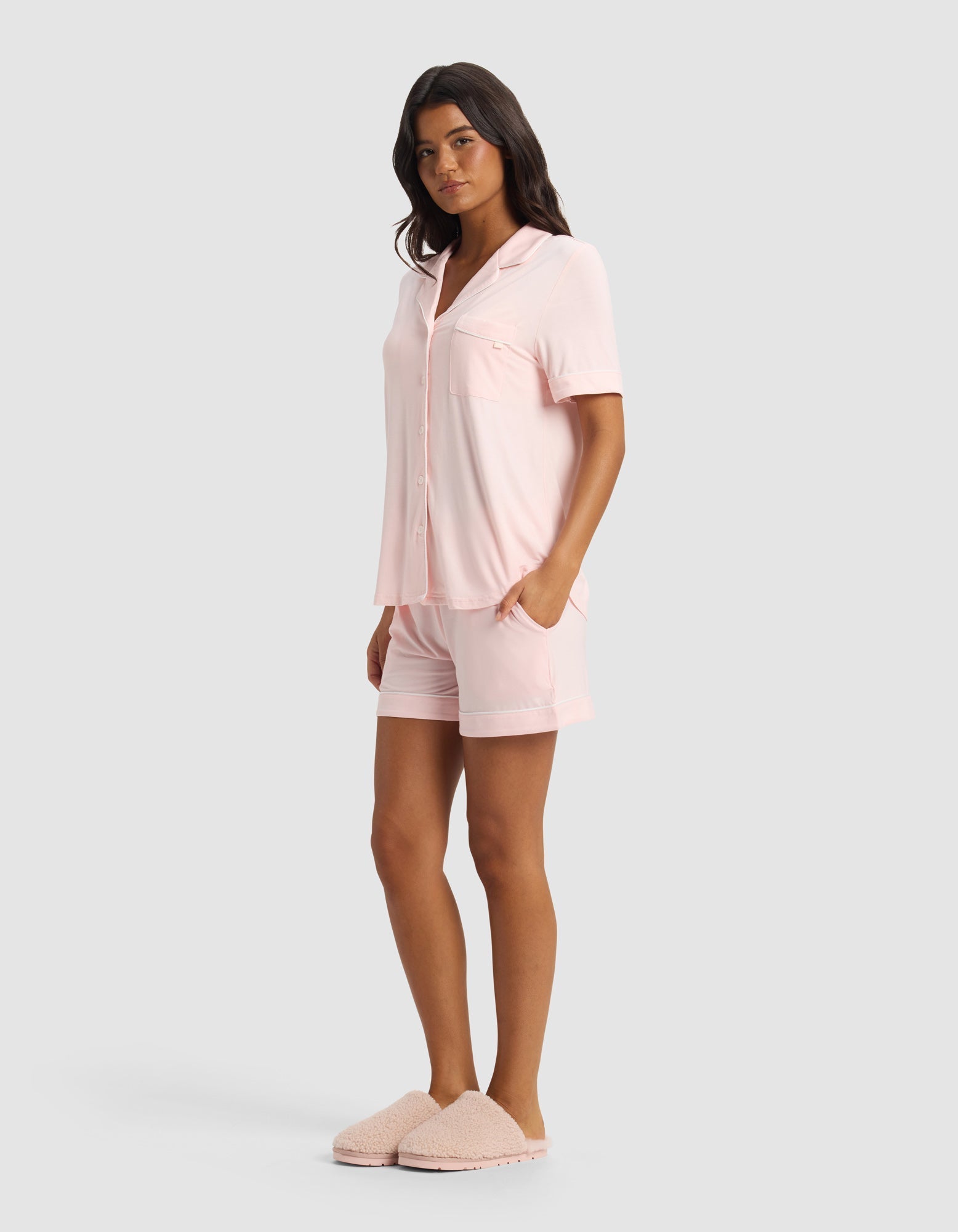 Cozy Earth Women's Bamboo Stretch - Knit Short Sleeve Pajama Set