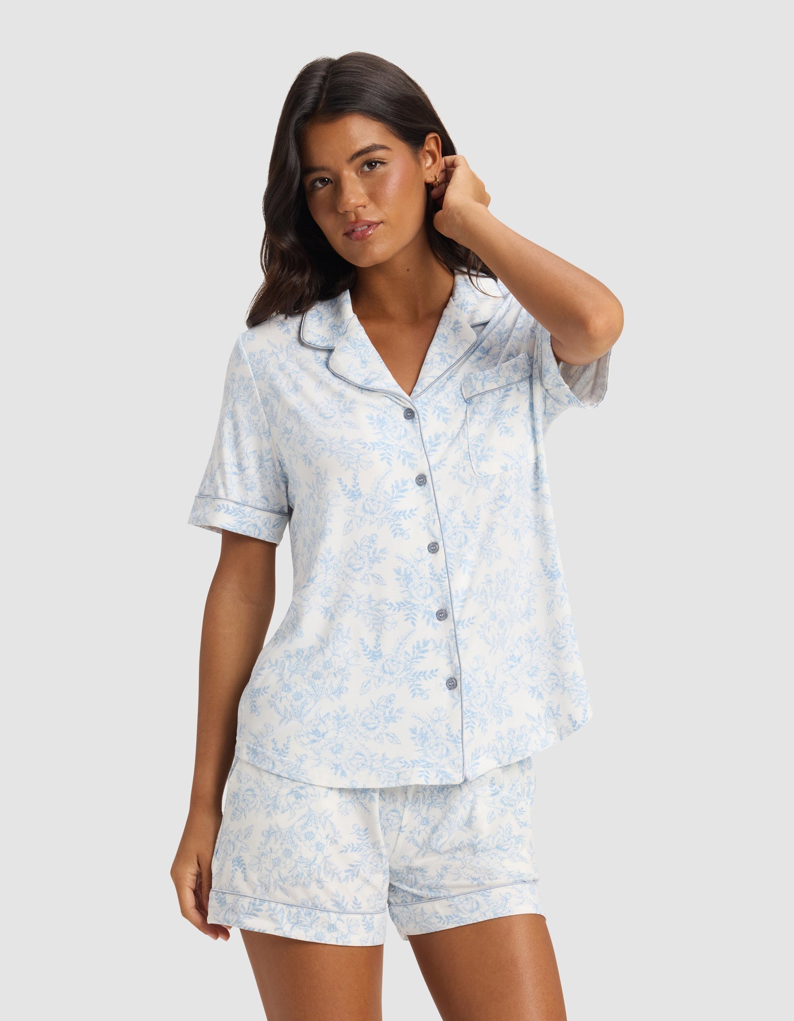 Cozy Earth Women's Bamboo Stretch - Knit Short Sleeve Pajama Set