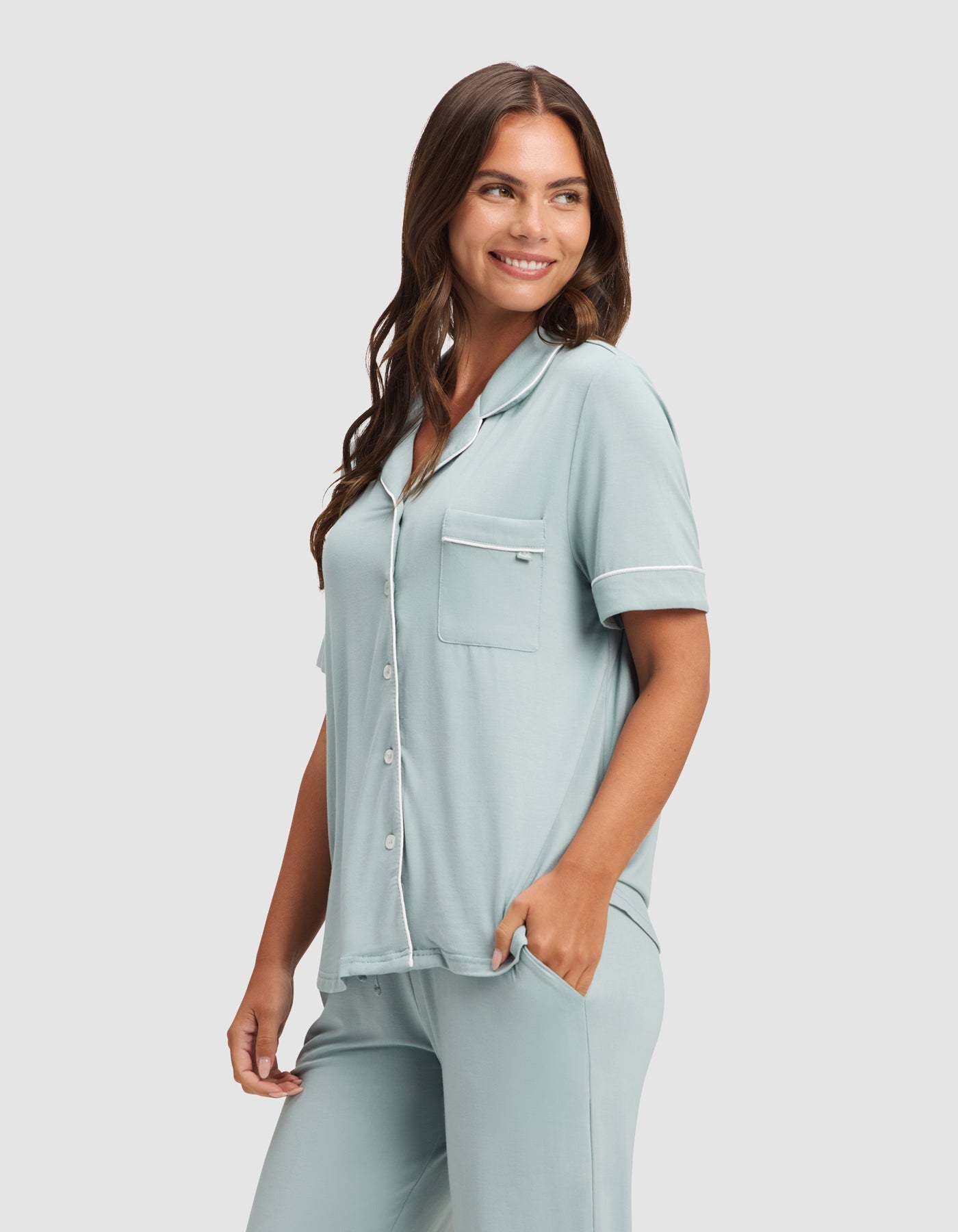 Cozy Earth Women's Bamboo Stretch - Knit Short Sleeve & Pant Pajama Set