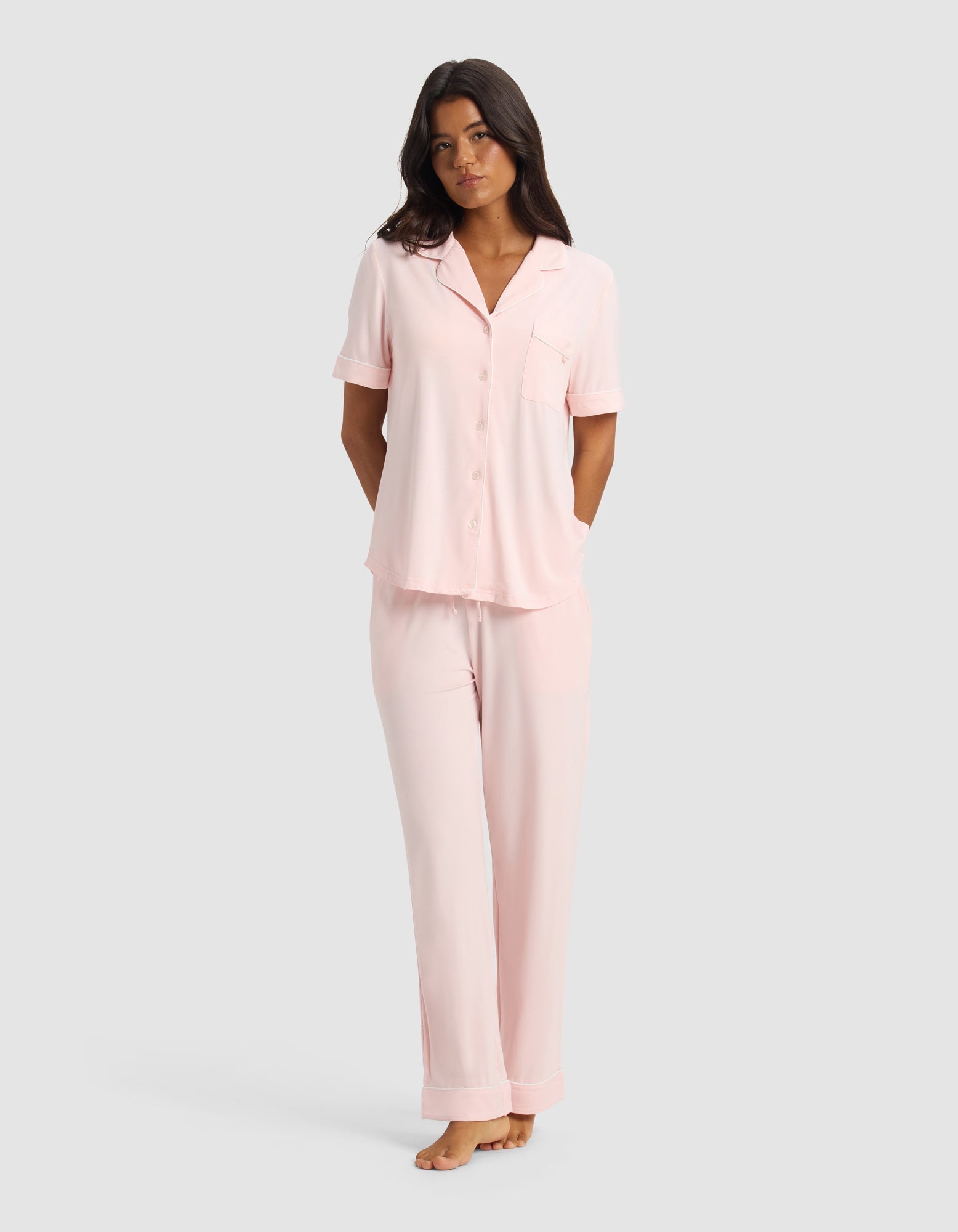 Cozy Earth Women's Bamboo Stretch - Knit Short Sleeve & Pant Pajama Set