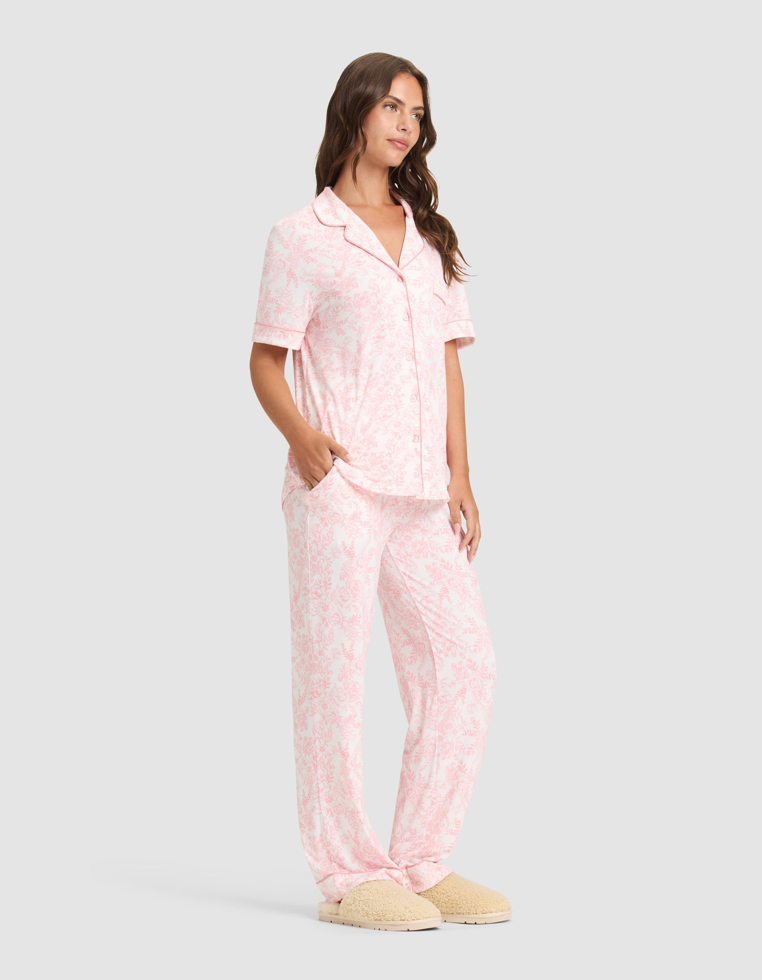Cozy Earth Women's Bamboo Stretch - Knit Short Sleeve & Pant Pajama Set