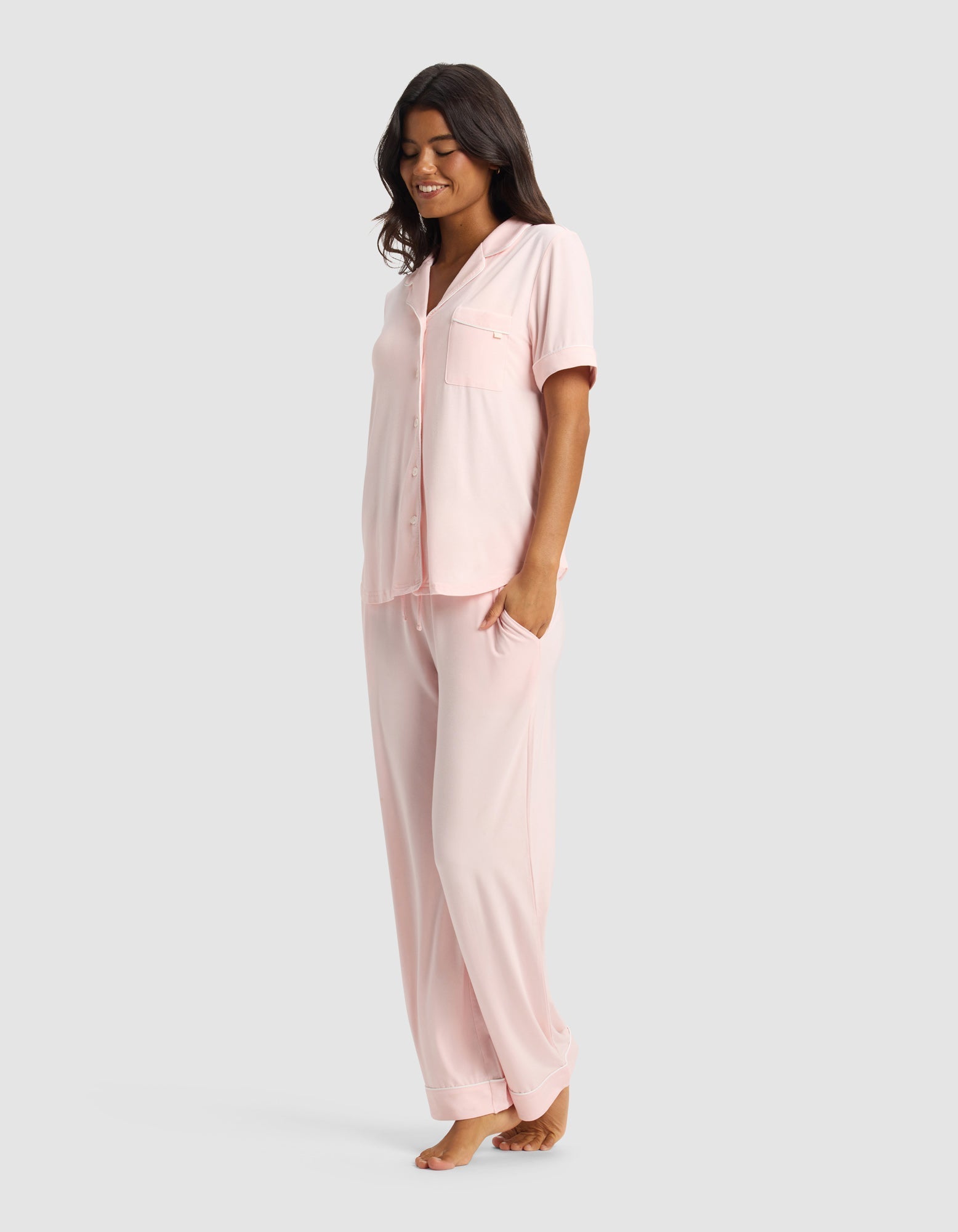 Cozy Earth Women's Bamboo Stretch - Knit Short Sleeve & Pant Pajama Set