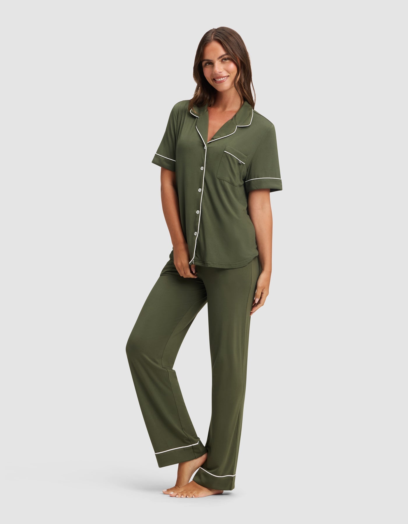 Cozy Earth Women's Bamboo Stretch - Knit Short Sleeve & Pant Pajama Set
