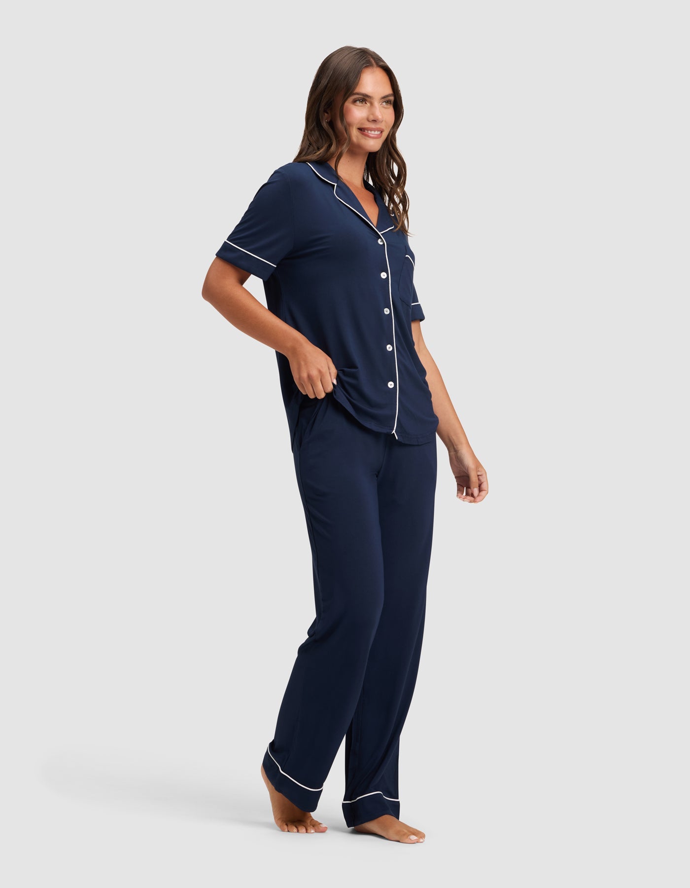 Cozy Earth Women's Bamboo Stretch - Knit Short Sleeve & Pant Pajama Set