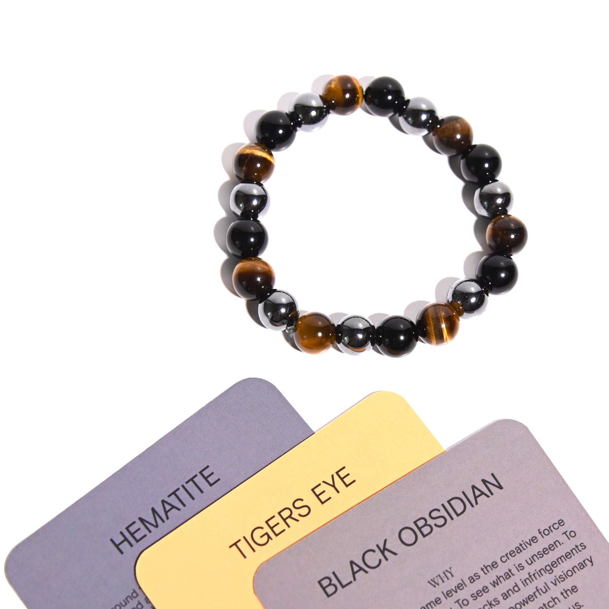 CRYSTALS.COM GROUNDED LUCK BRACELET - Tiger's Eye / Hematite / Obsidian