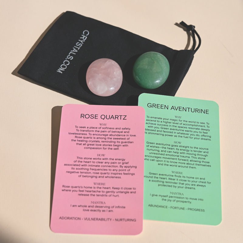 CRYSTALS.COM Love Pouch - Rose Quartz / Green Aventurine
