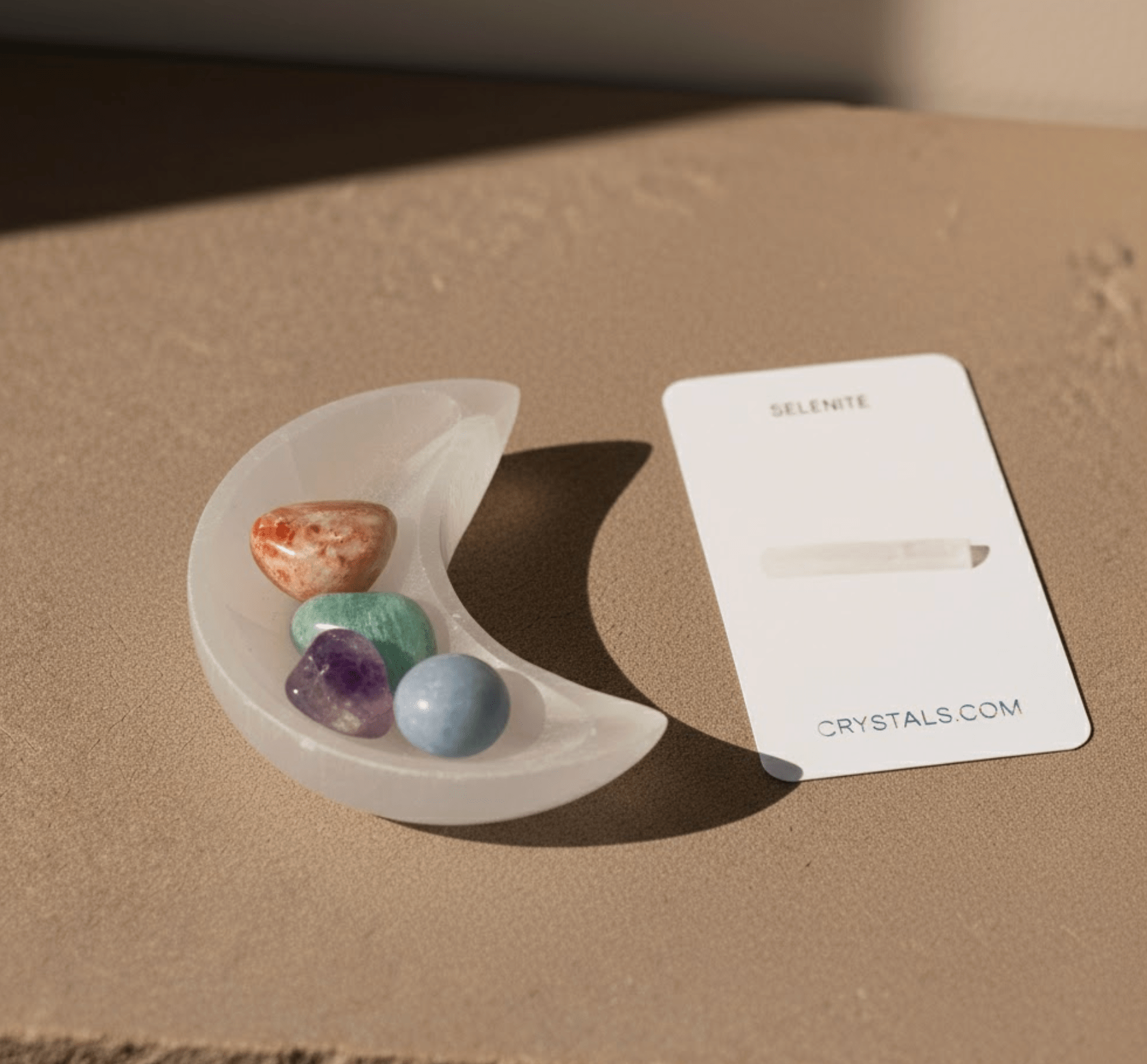 CRYSTALS.COM Selenite Moon Bowl