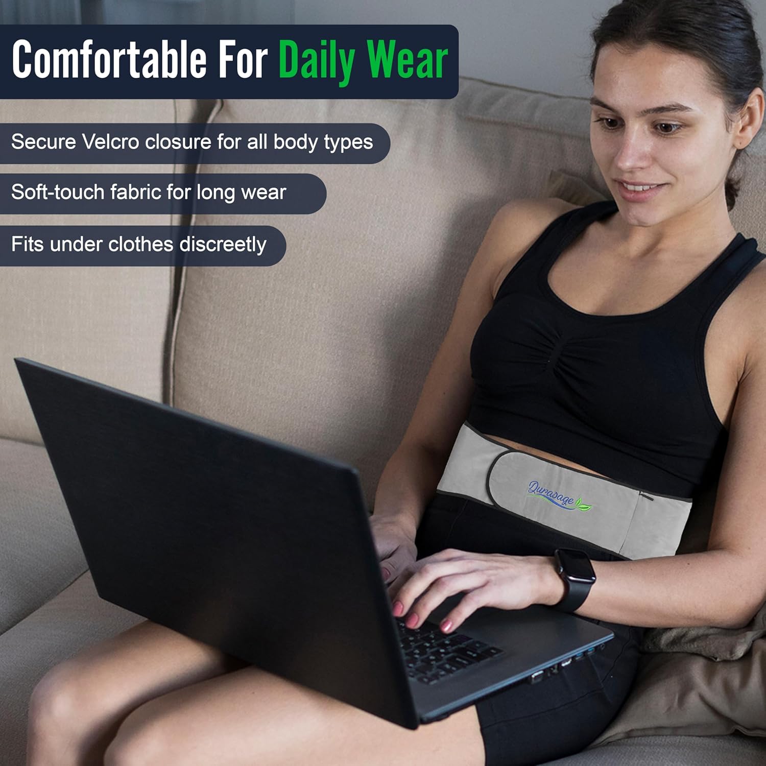Durasage Health Durasage Cordless Heating Pad for Back Pain Relief – Portable Infrared Waist Belt with 3 Adjustable Heat Settings, USB Rechargeable, Wearable Wrap for Lower Back - Comfort & Lightweight