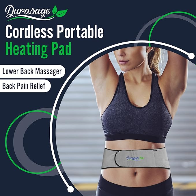 Durasage Health Durasage Cordless Heating Pad for Back Pain Relief – Portable Infrared Waist Belt with 3 Adjustable Heat Settings, Wearable Wrap for Lower Back - Comfort & Lightweight