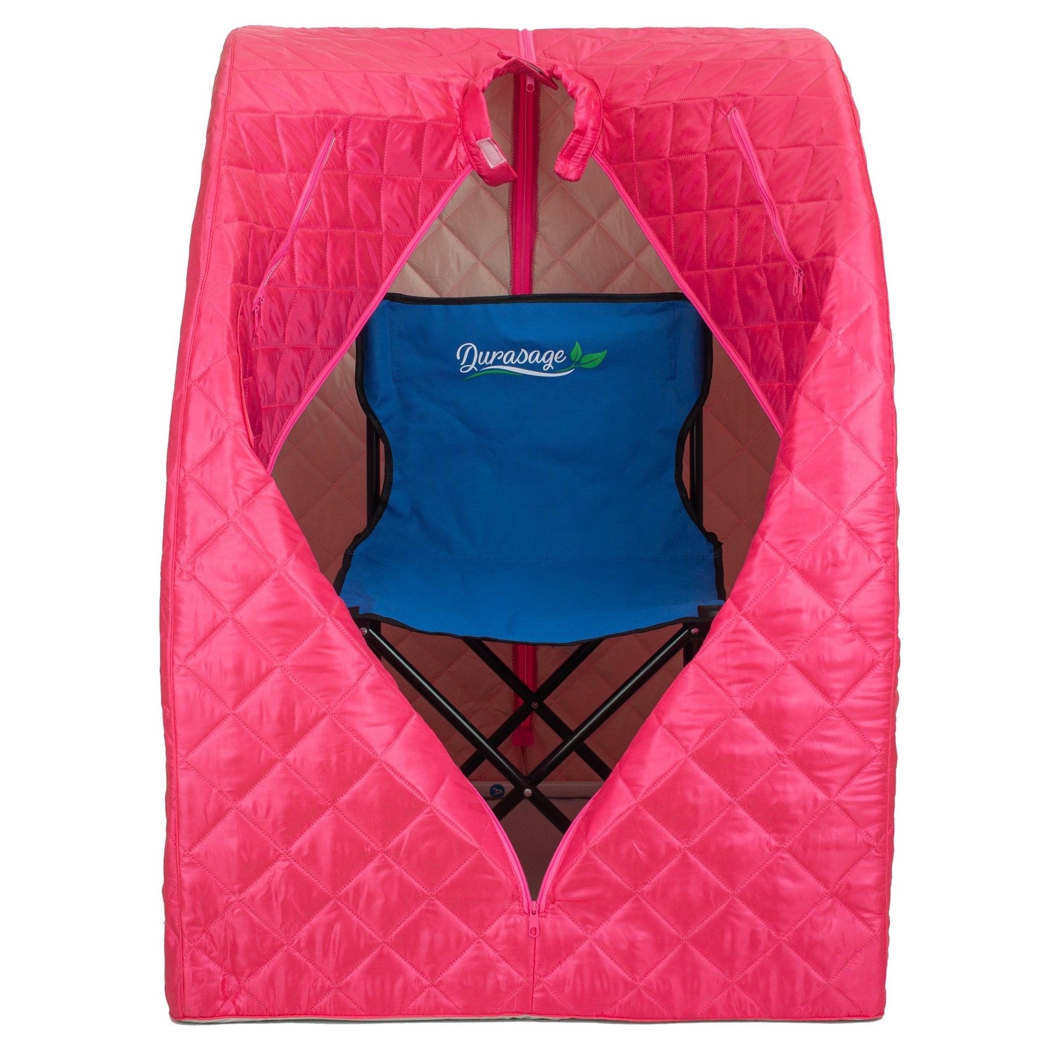 Durasage Health Durasage Lightweight Portable Personal Steam Sauna Spa for Relaxation at Home, 60 Minute Timer, 800 Watt Steam Generator, Chair Included - Fuchsia