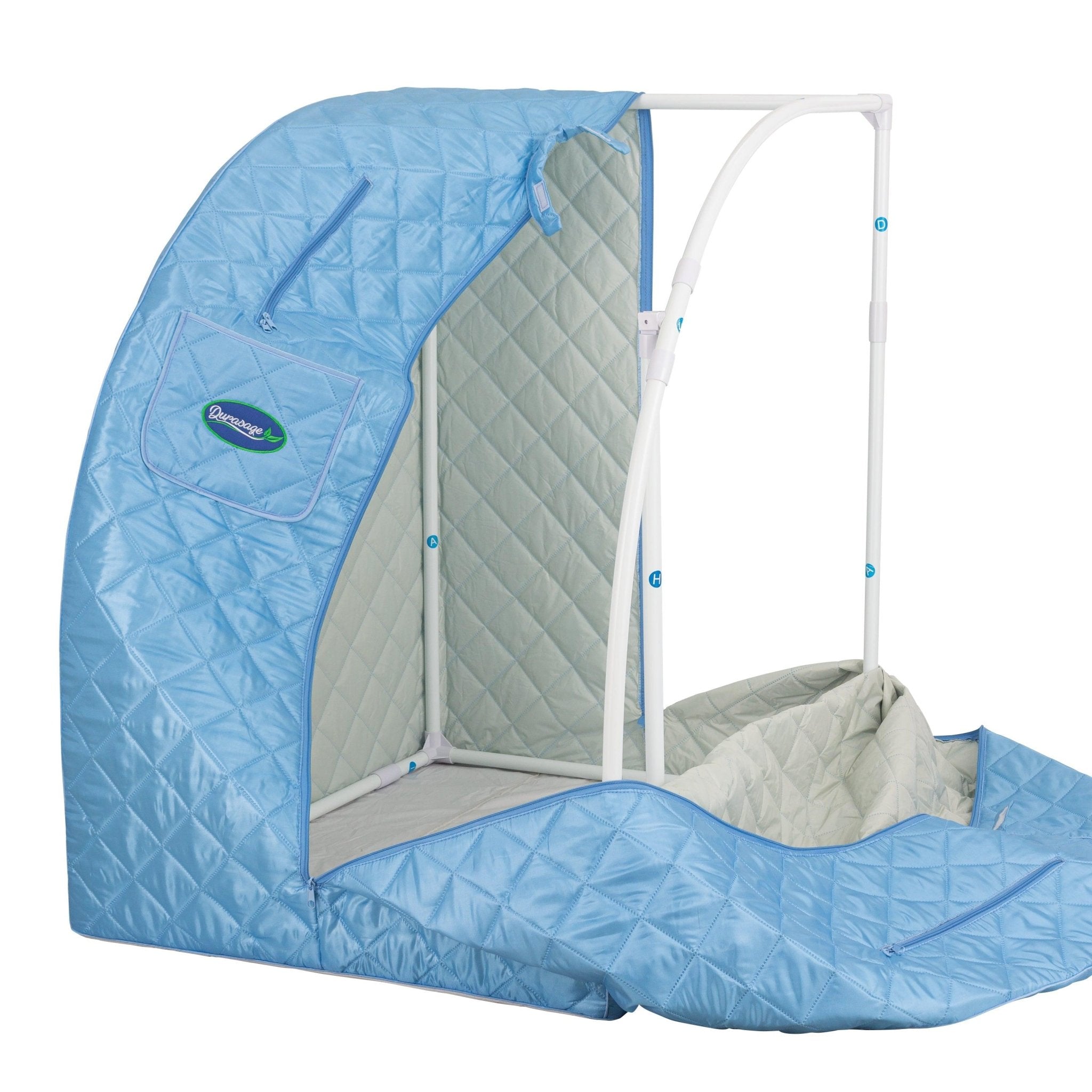 Durasage Health Durasage Lightweight Portable Personal Steam Sauna Spa for Relaxation at Home, 60 Minute Timer, 800 Watt Steam Generator, Chair Included - Light Blue