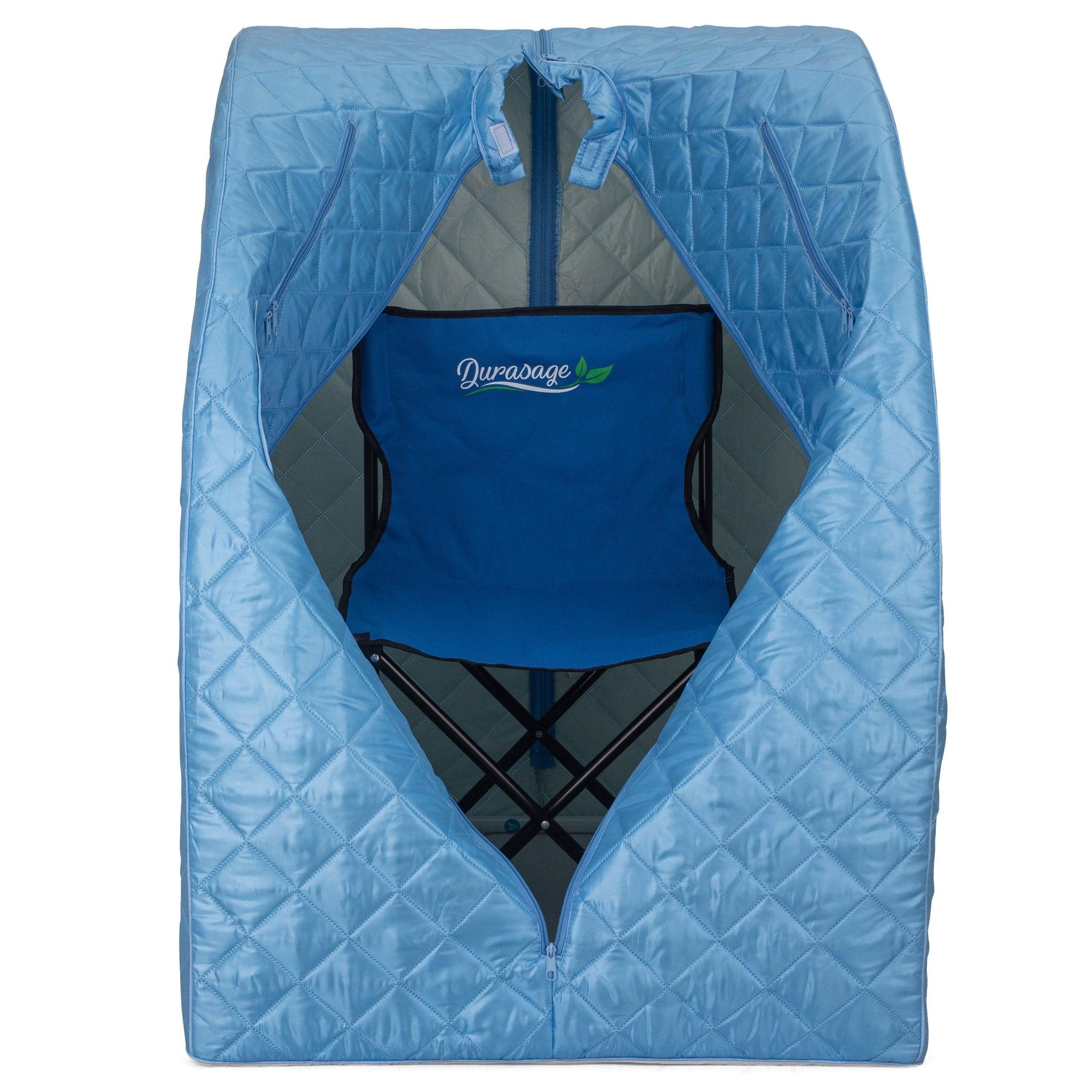 Durasage Health Durasage Lightweight Portable Personal Steam Sauna Spa for Relaxation at Home, 60 Minute Timer, 800 Watt Steam Generator, Chair Included - Light Blue