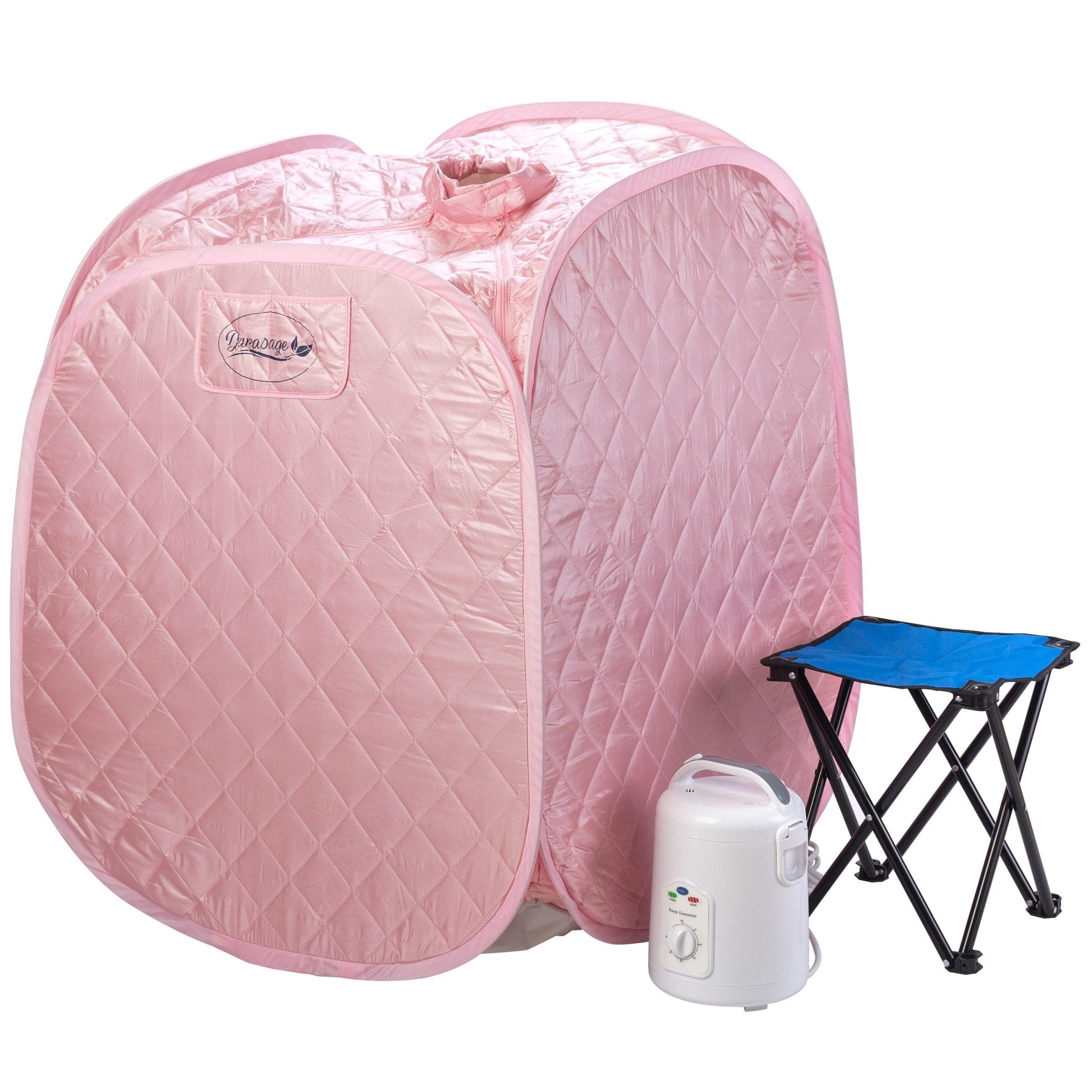 Durasage Health Durasage Personal Foldable Steam Sauna for Relaxation at Home, 60 Minute Timer, 800 Watt Steam Generator, Chair Included - Light Pink