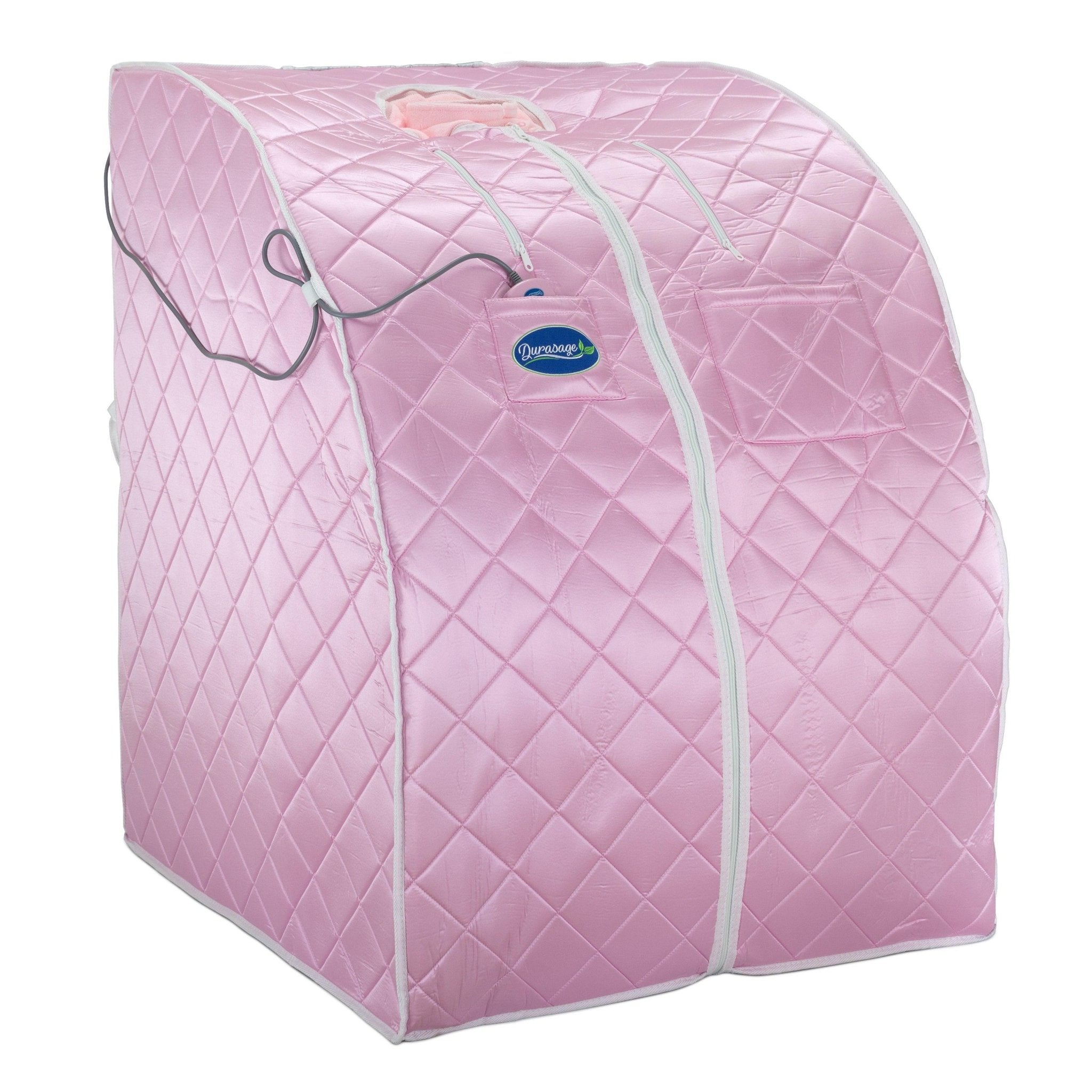 Durasage Health Large Portable Low EMF Negative Ion Indoor Sauna with Chair and Heated Footpad Included - Light Pink