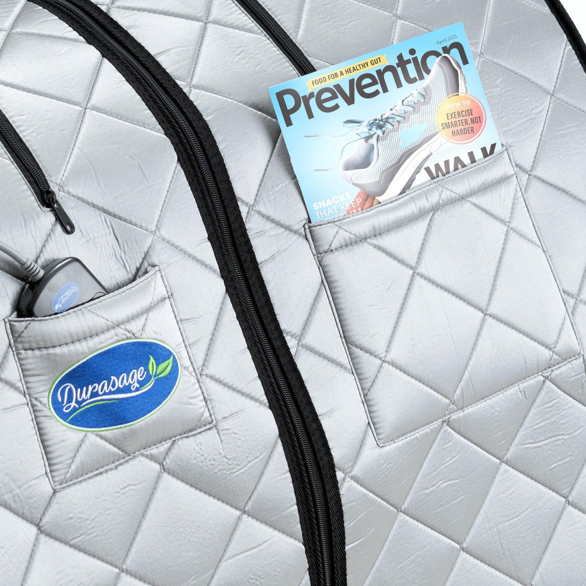 Durasage Health Large Portable Low EMF Negative Ion Indoor Sauna with Chair and Heated Footpad Included - Silver