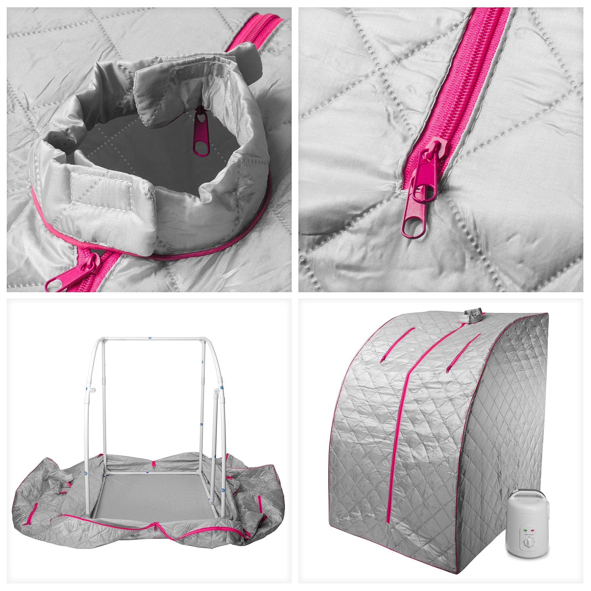 Durasage Health Lightweight Personal Steam Sauna for Weight Loss, Detox & Relaxation, 60 Minute Timer - Pink