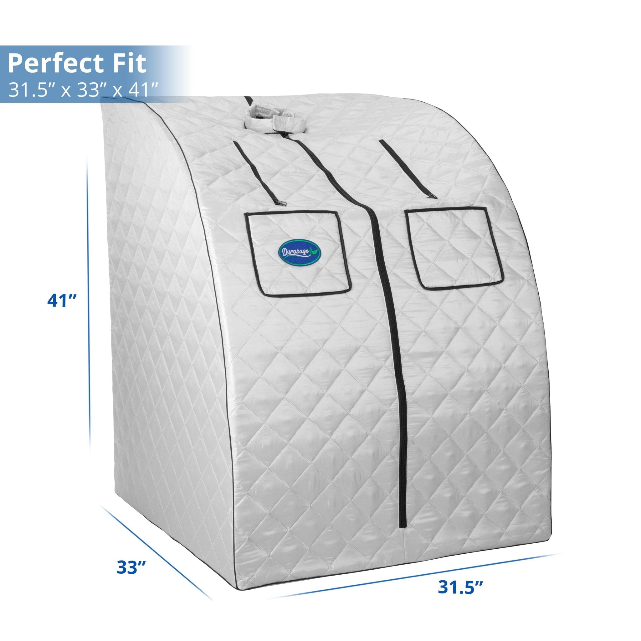 Durasage Health Oversized Portable Steam Sauna for Weight Loss, Detox & Relaxation at Home, Chair Included - Silver