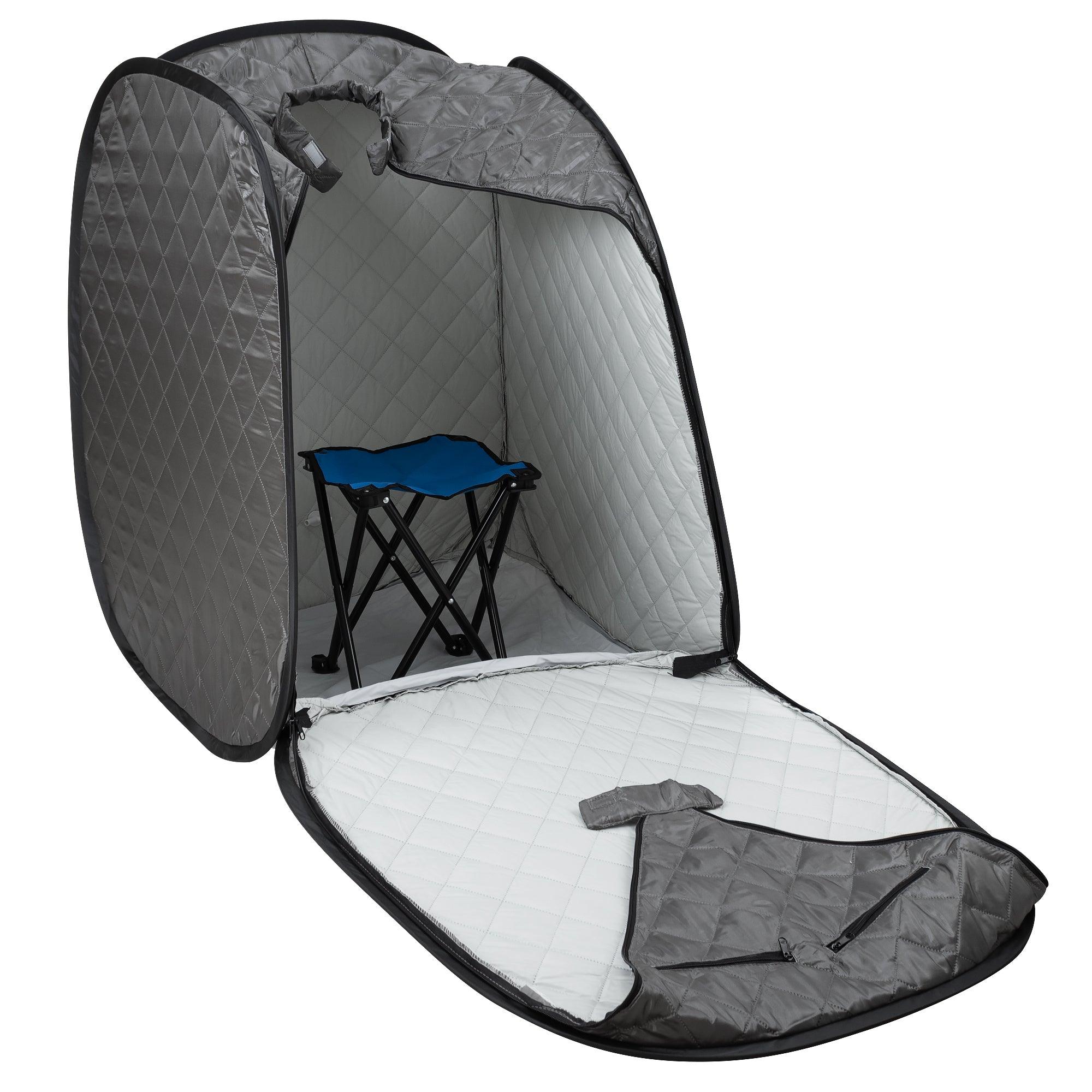 Durasage Health Personal Foldable Steam Sauna for Weight Loss, Detox, Relaxation at Home, 60 Minute Timer, 800 Watt Steam Generator, Chair Included (Gray)