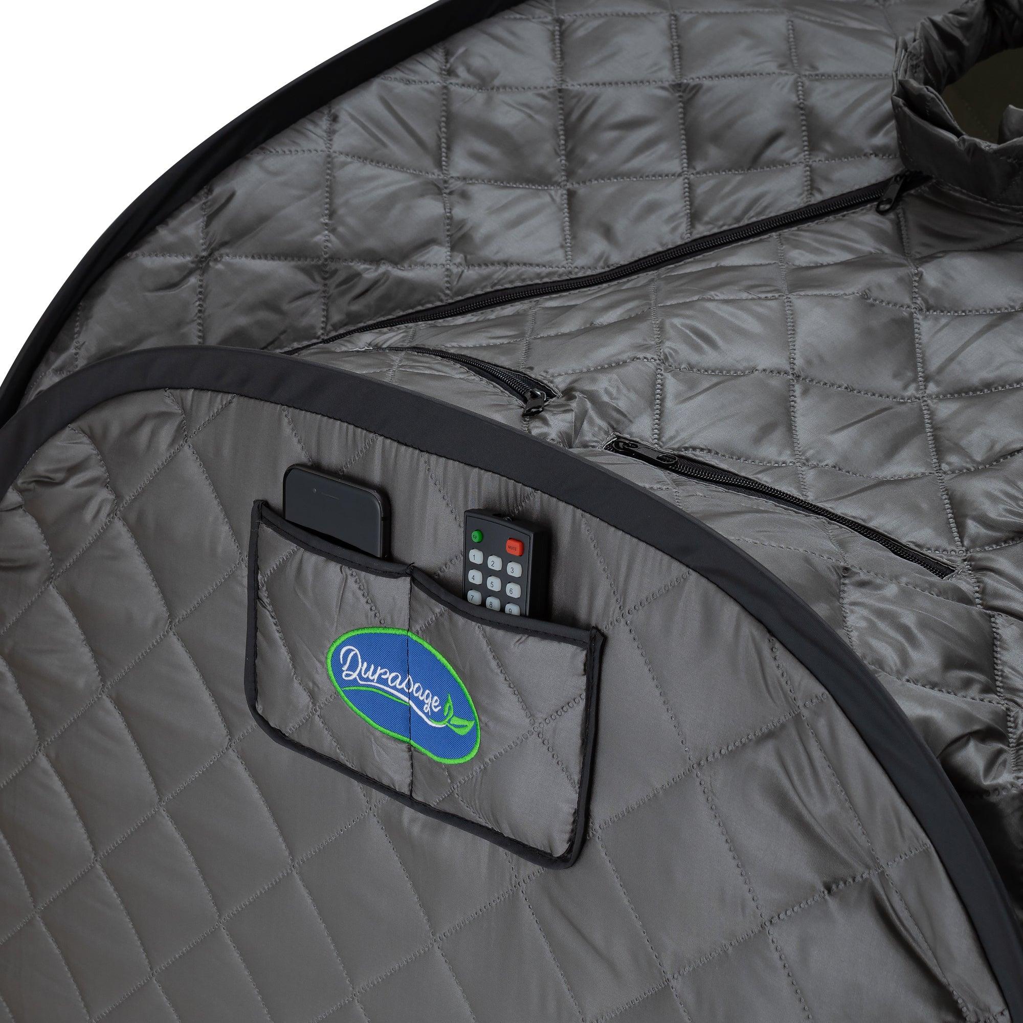 Durasage Health Personal Foldable Steam Sauna for Weight Loss, Detox, Relaxation at Home, 60 Minute Timer, 800 Watt Steam Generator, Chair Included (Gray)