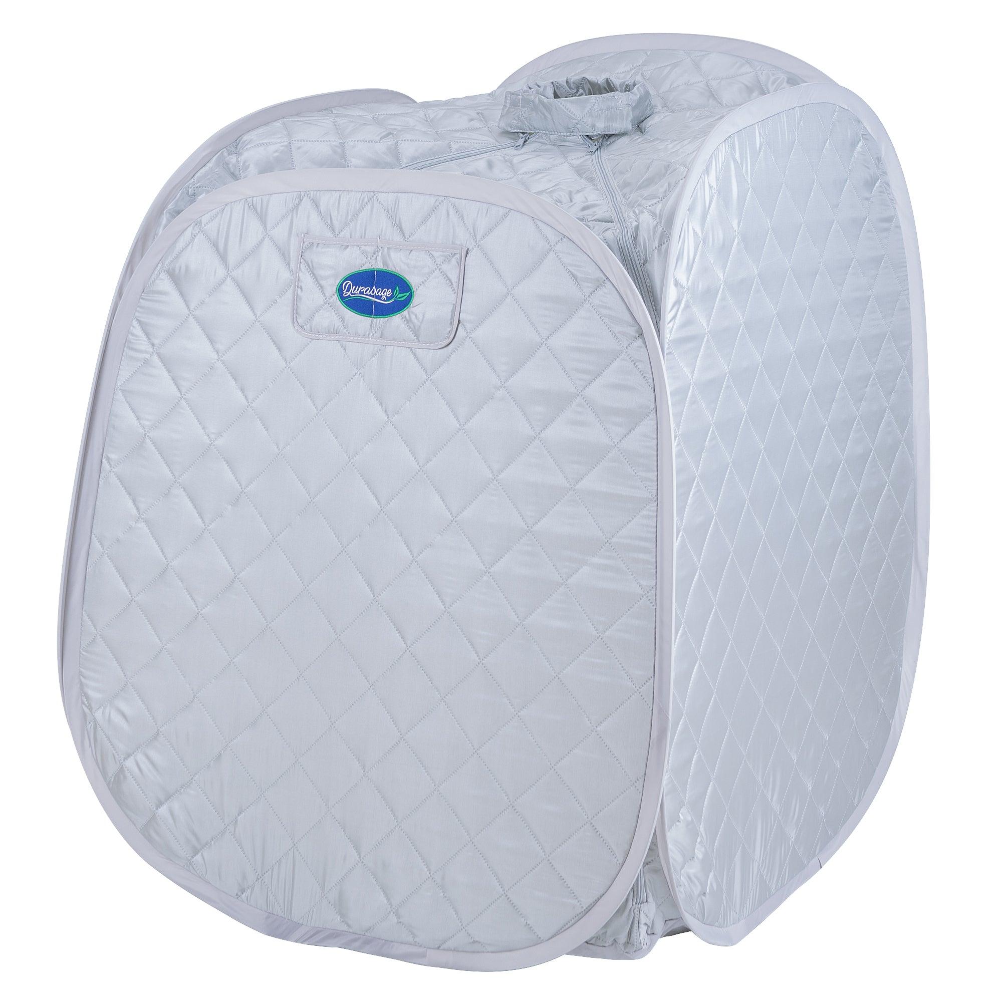Durasage Health Personal Foldable Steam Sauna for Weight Loss, Detox, Relaxation at Home, 60 Minute Timer, 800 Watt Steam Generator, Chair Included (Silver)