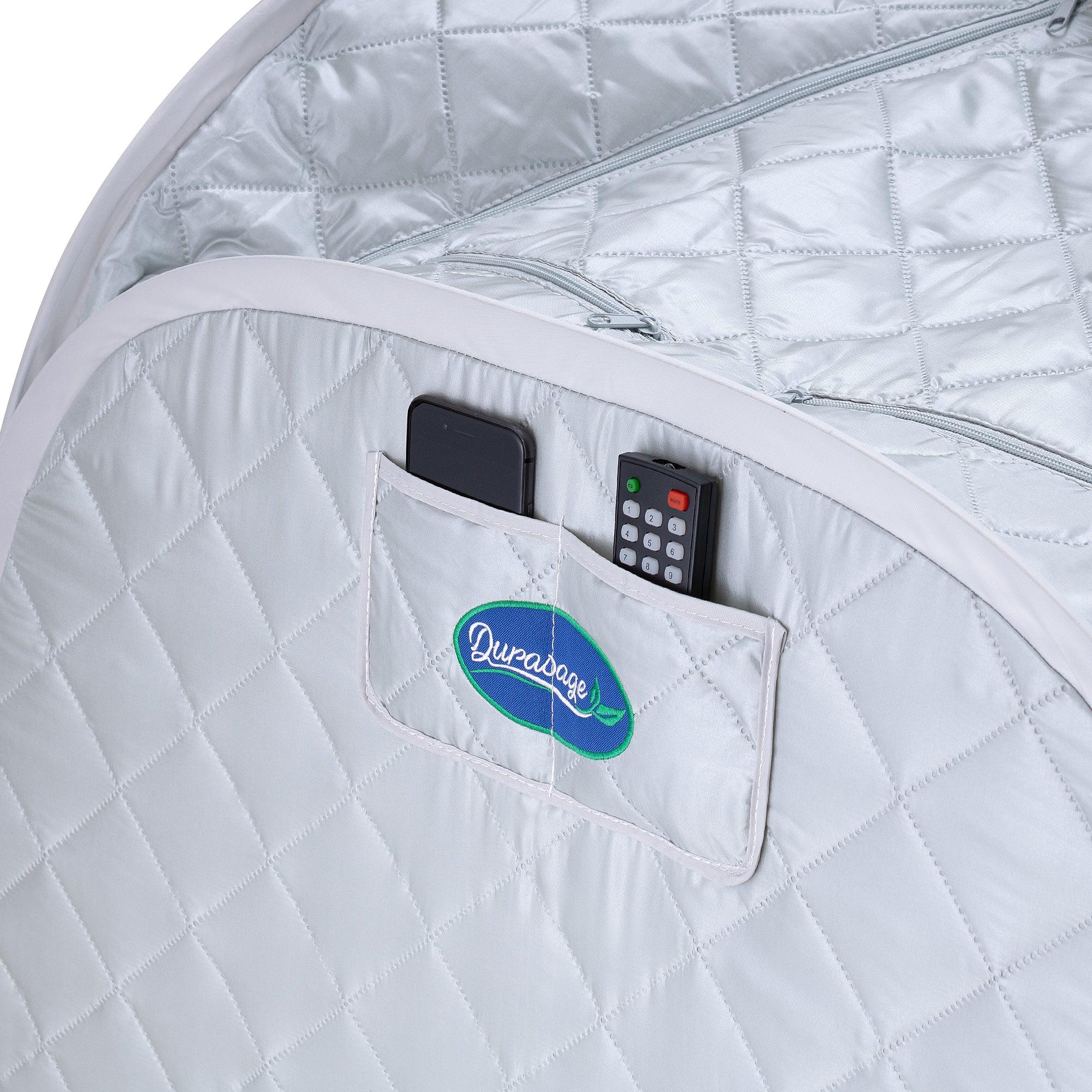 Durasage Health Personal Foldable Steam Sauna for Weight Loss, Detox, Relaxation at Home, 60 Minute Timer, 800 Watt Steam Generator, Chair Included (Silver)