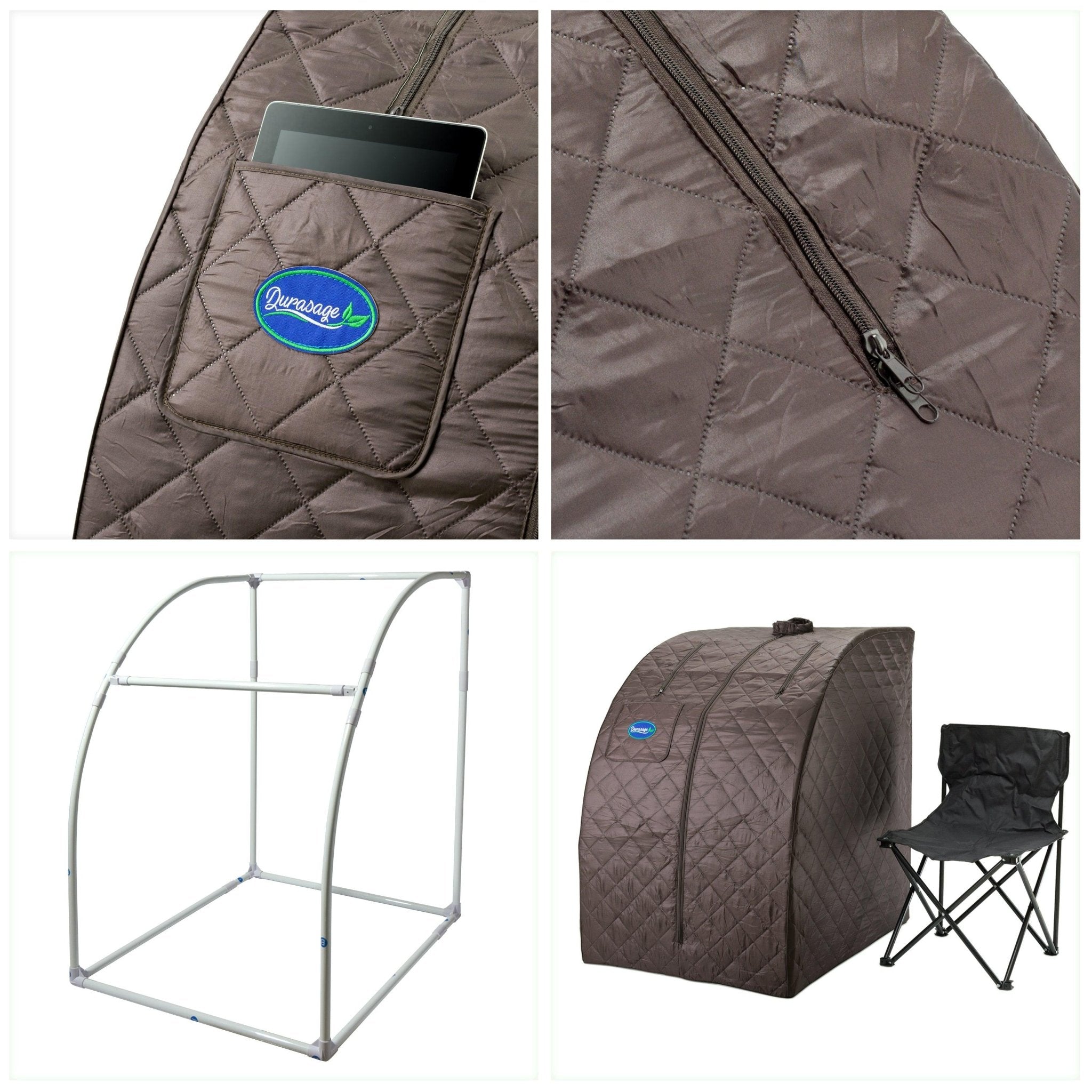 Durasage Health Personal Steam Sauna for Weight Loss, Detox & Relaxation at Home, Chair Included - Black Coffee