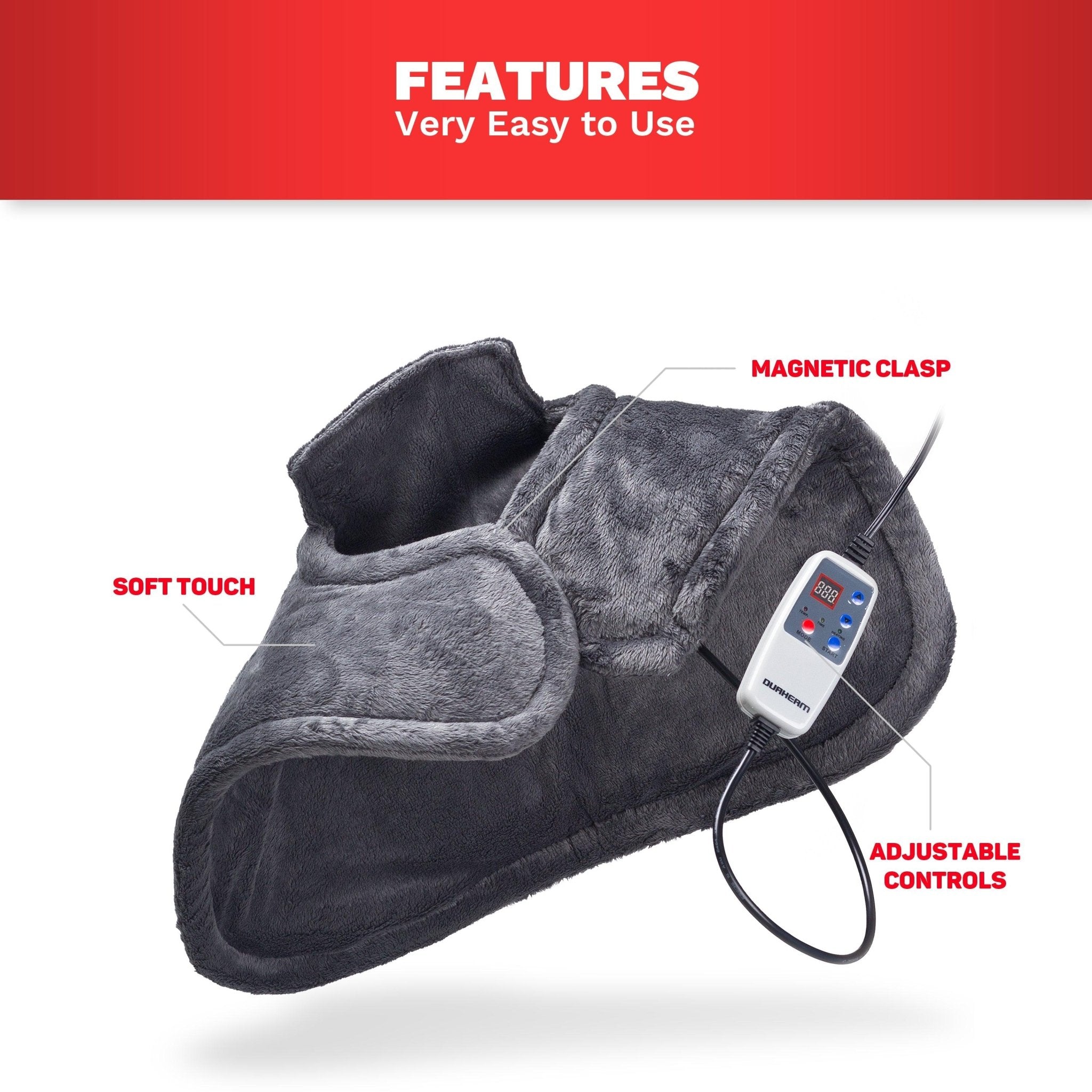 Durasage Health Personal Therapeutic Heated Shoulder Neck Wrap Heating Pad w/ Magnetic Clasp - Gray
