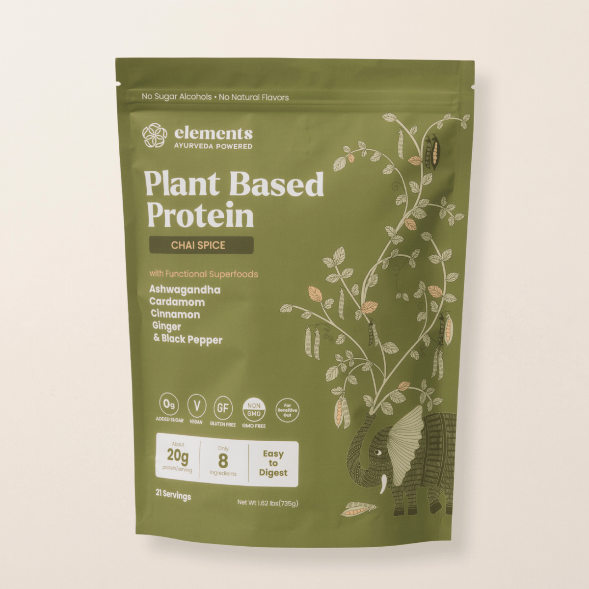 Elements Truffles Plant Based Protein Powder: Chai Spice (21 Servings)