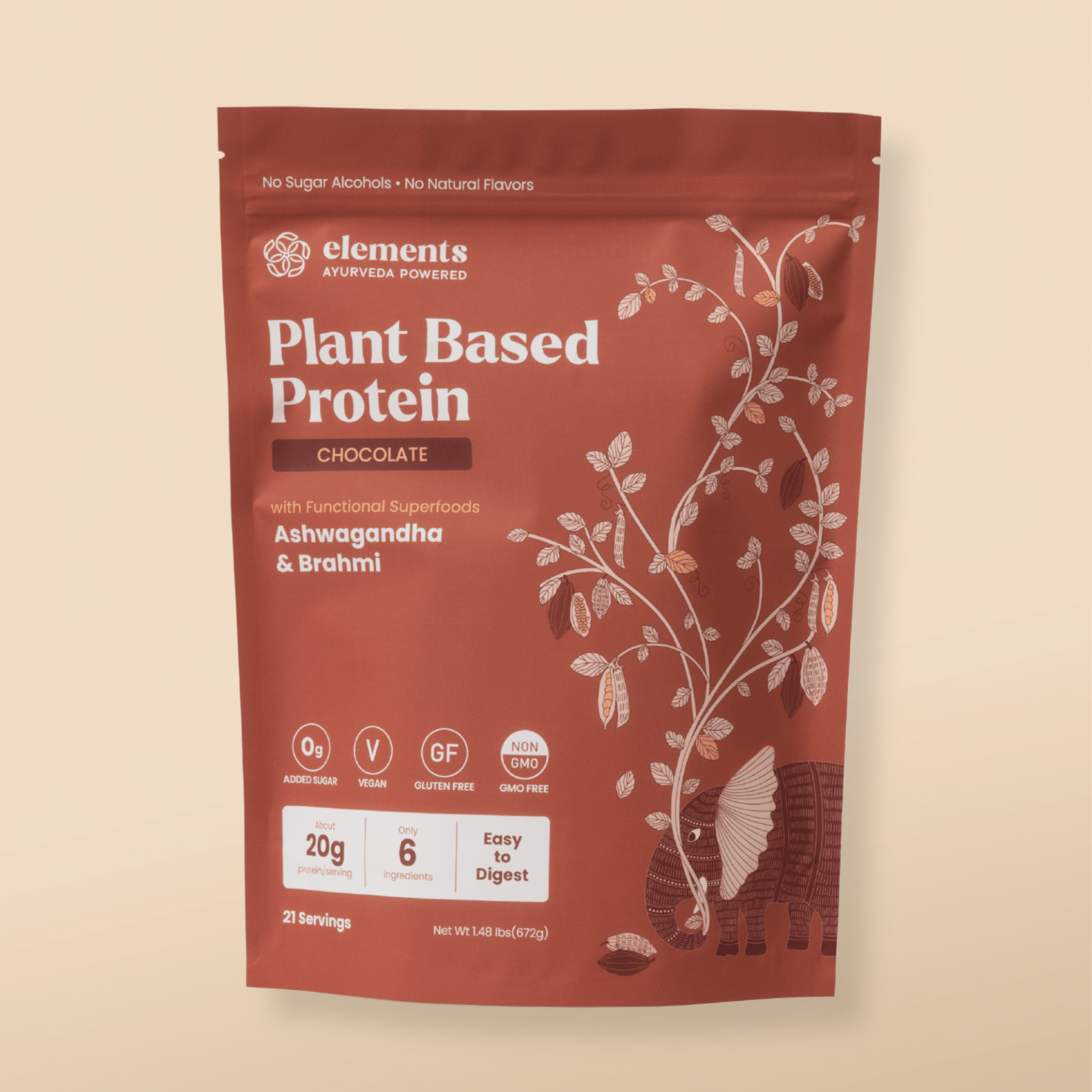 Elements Truffles Plant Based Protein Powder: Chocolate (21 Servings)