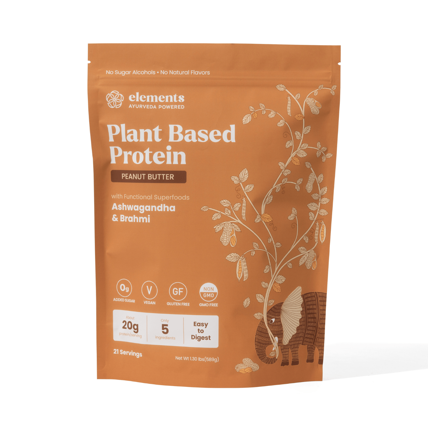 Elements Truffles Plant Based Protein Powder: Peanut Butter (21 Servings)